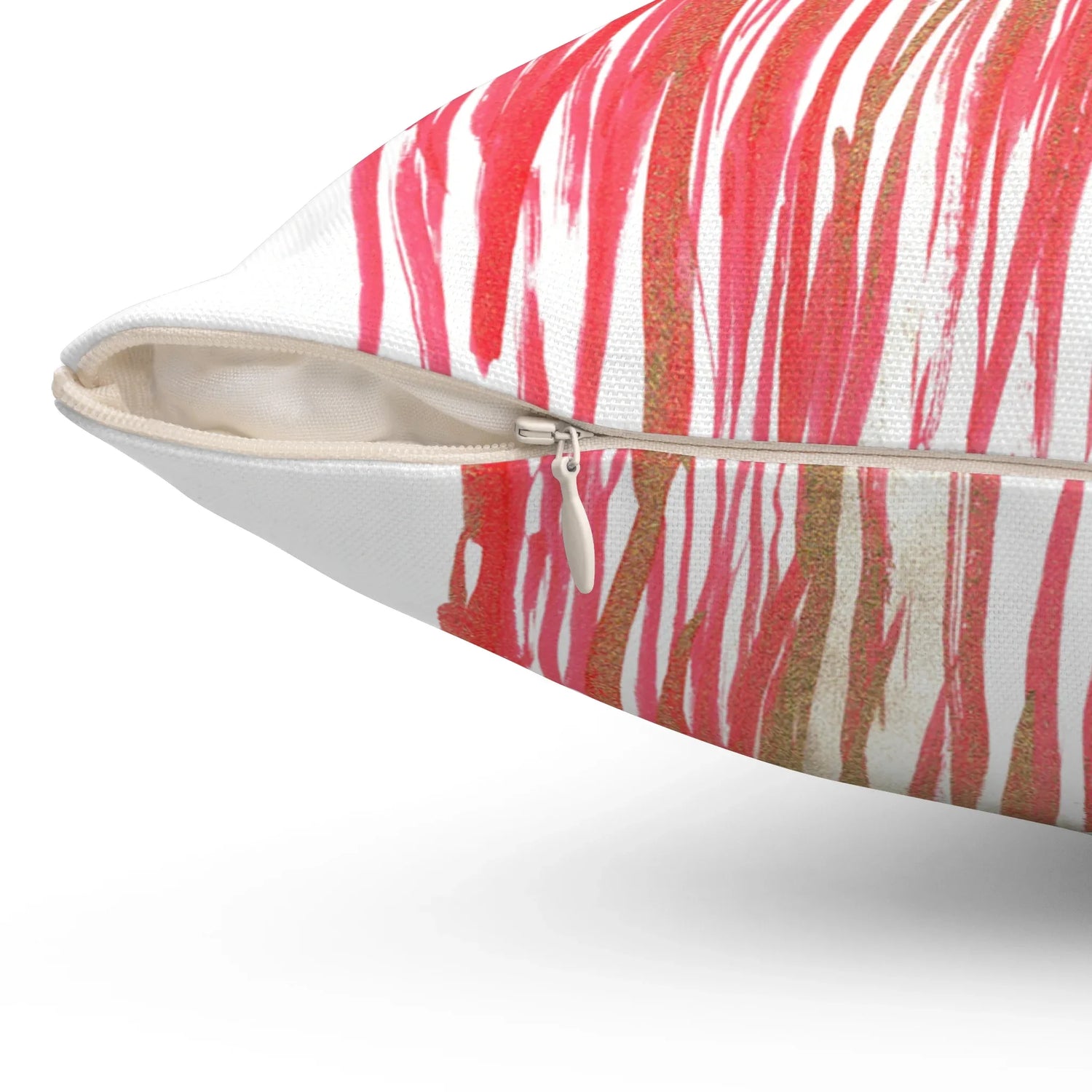 Square Throw Pillow Red Waves — Minimal Brushstroke Accent - Laure Leprince - Artiste Peintre