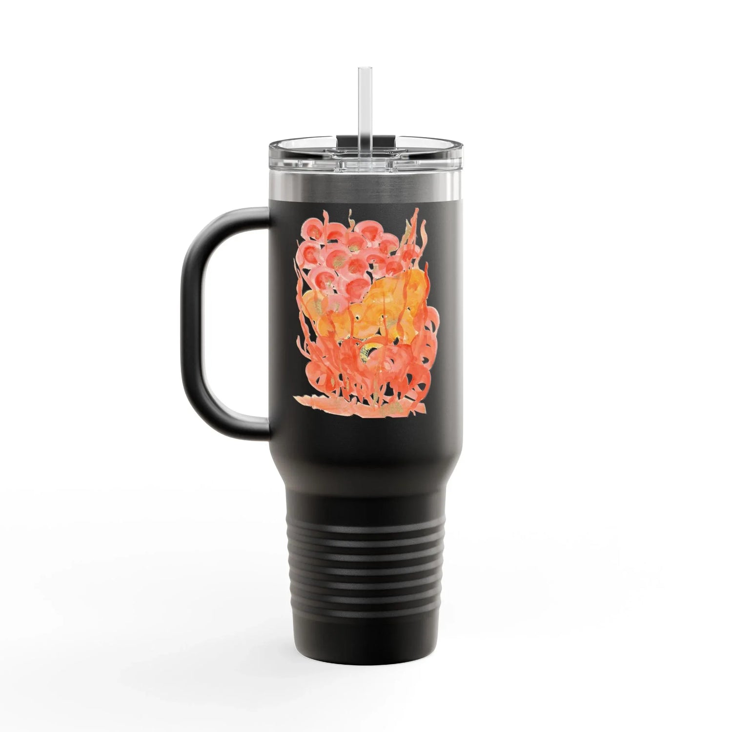 40oz Insulated Travel Mug – Sunrice Flora Watercolor Design - Laure Leprince - Artiste Peintre