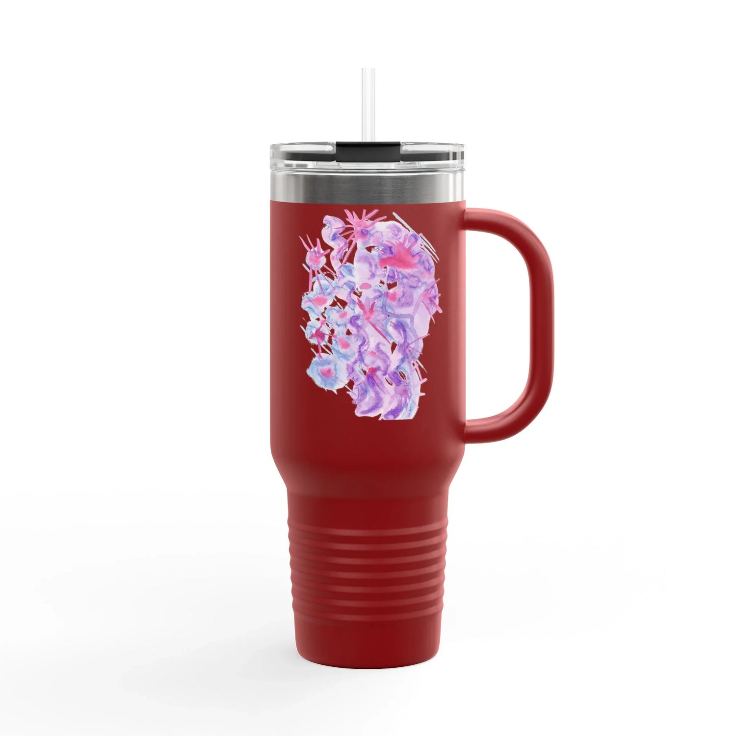 40oz Insulated Travel Mug – Nebuleuse Pourpre Watercolor Design - Laure Leprince - Artiste Peintre