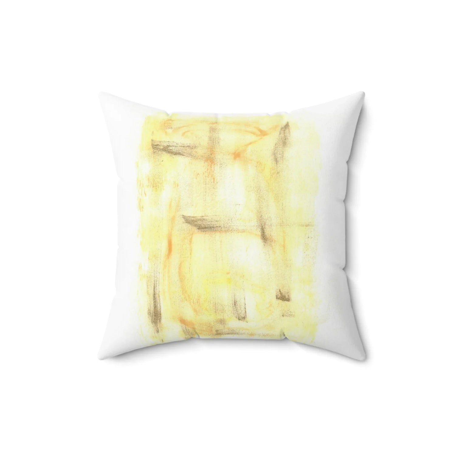 Square Throw Pillow Golden Haze — Minimal Brushstroke Accent - Laure Leprince - Artiste Peintre