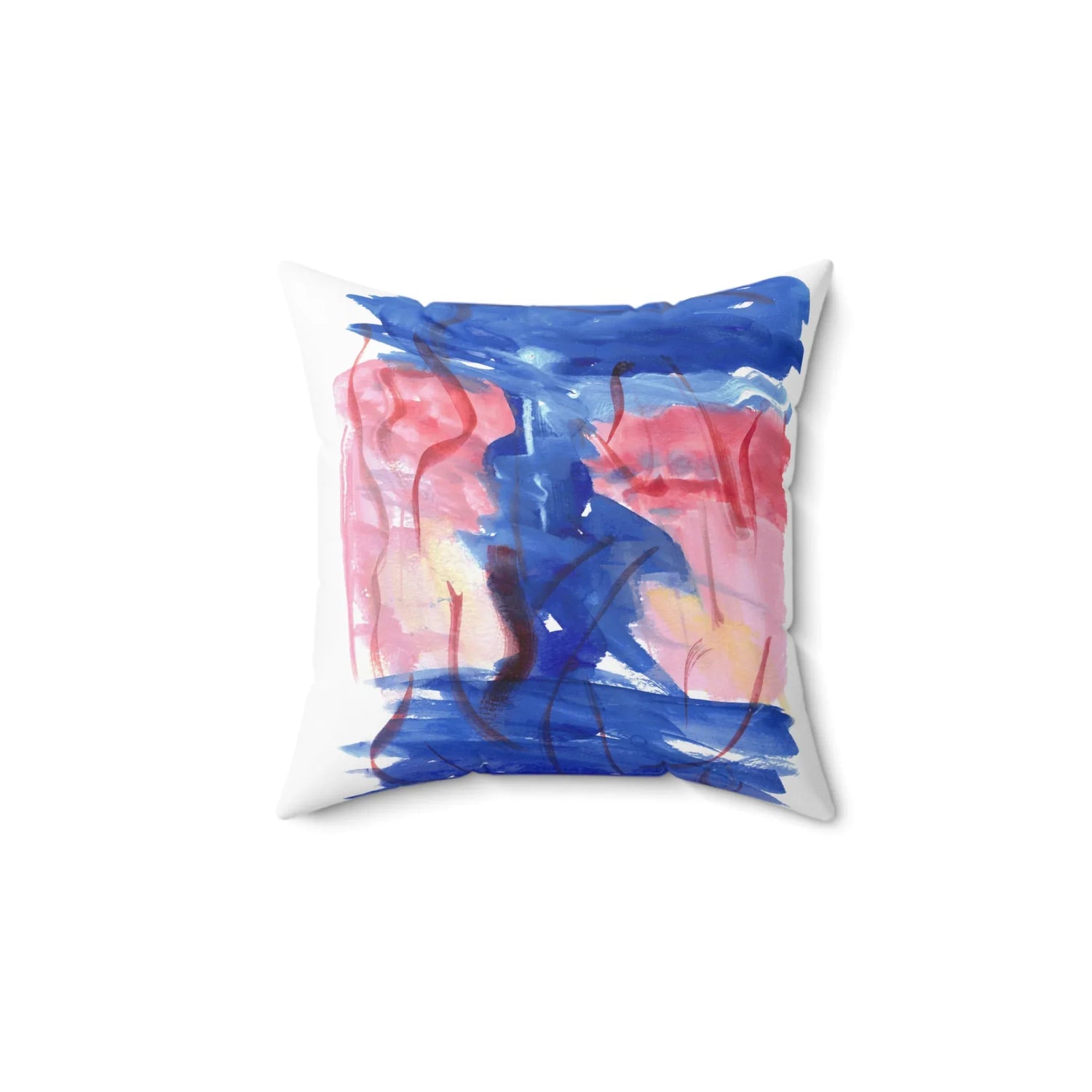 Square Throw Pillow Midnight Siren — Minimal Brushstroke Accent - Laure Leprince - Artiste Peintre