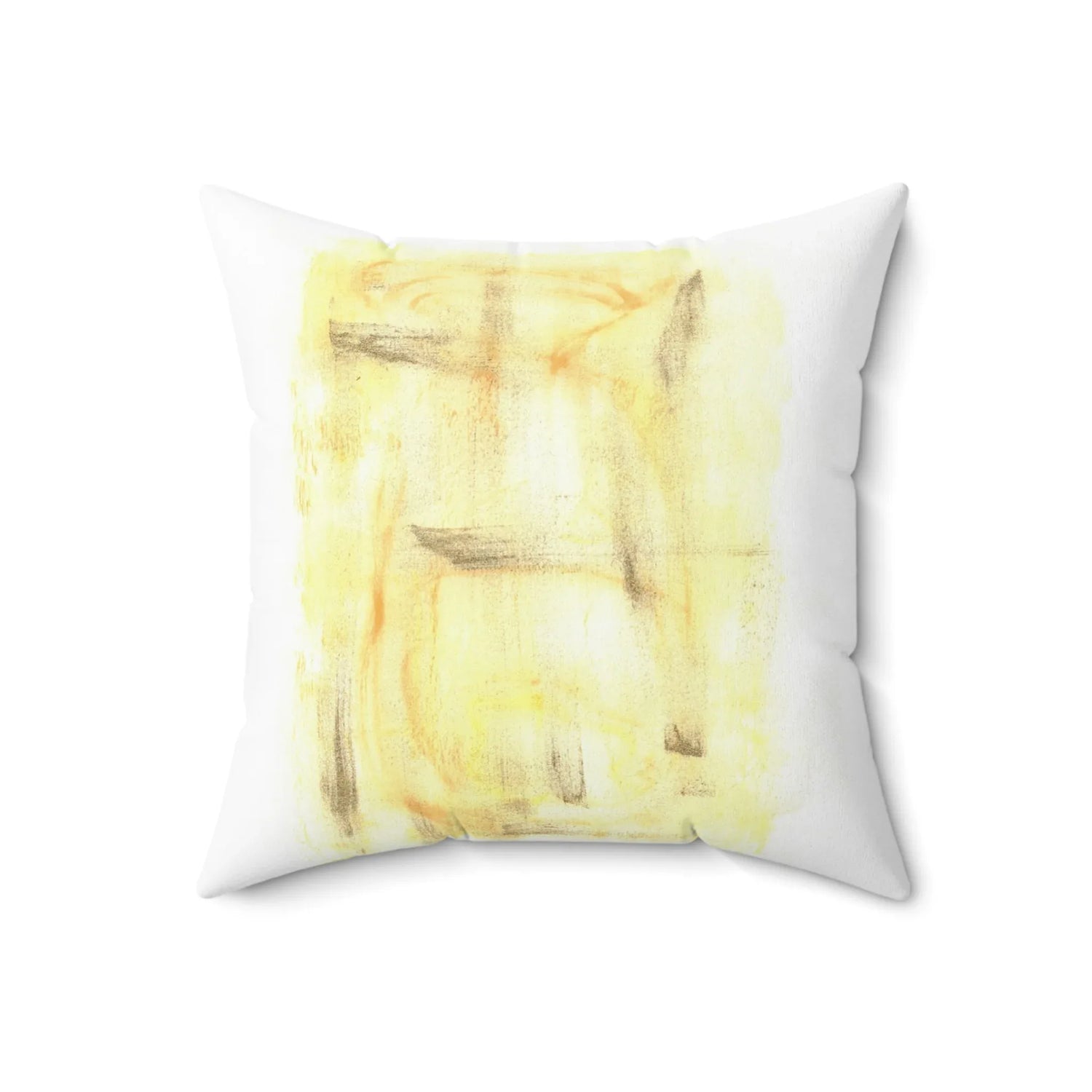 Square Throw Pillow Golden Haze — Minimal Brushstroke Accent - Laure Leprince - Artiste Peintre