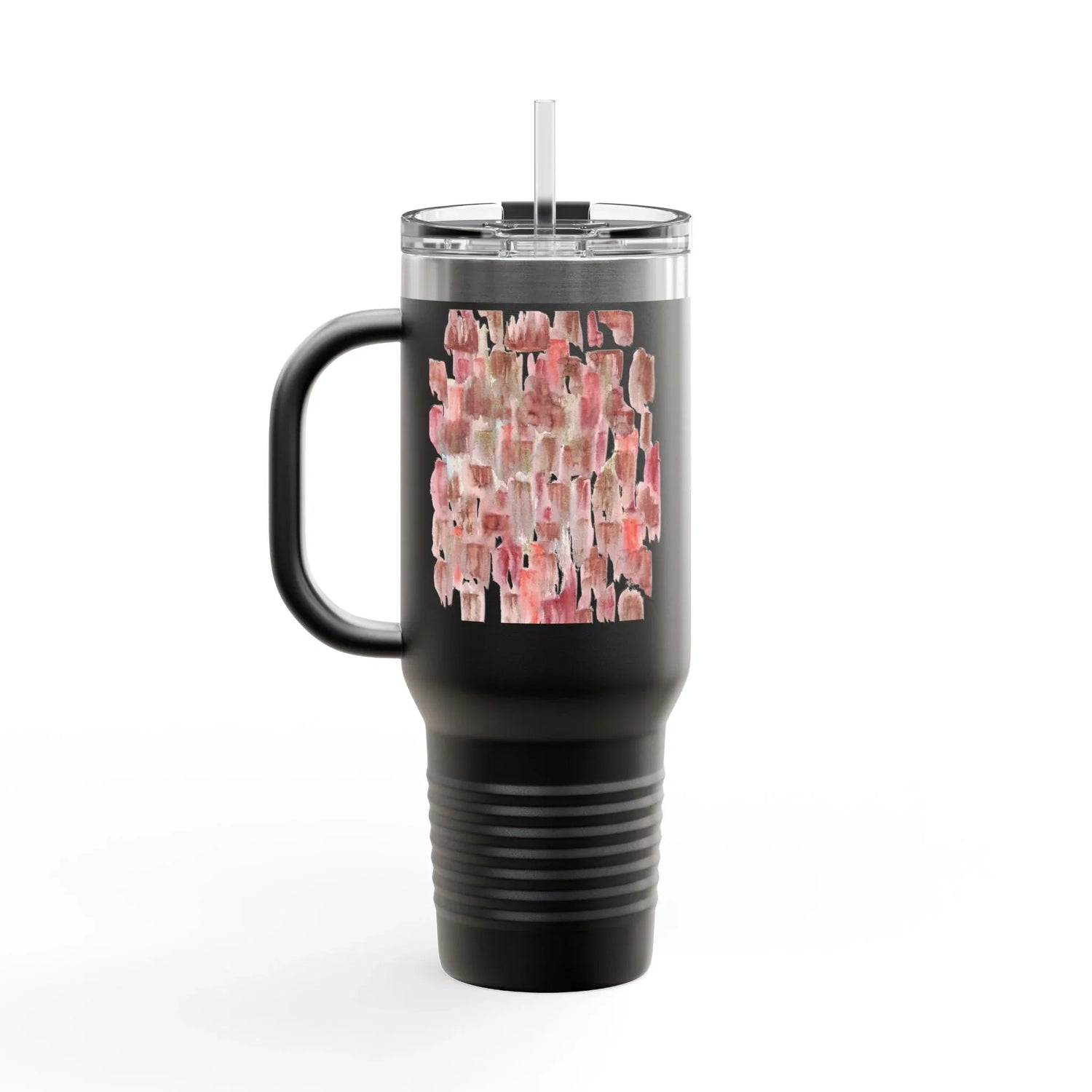 40oz Insulated Travel Mug – Terracotta Waves Watercolor Design - Laure Leprince - Artiste Peintre