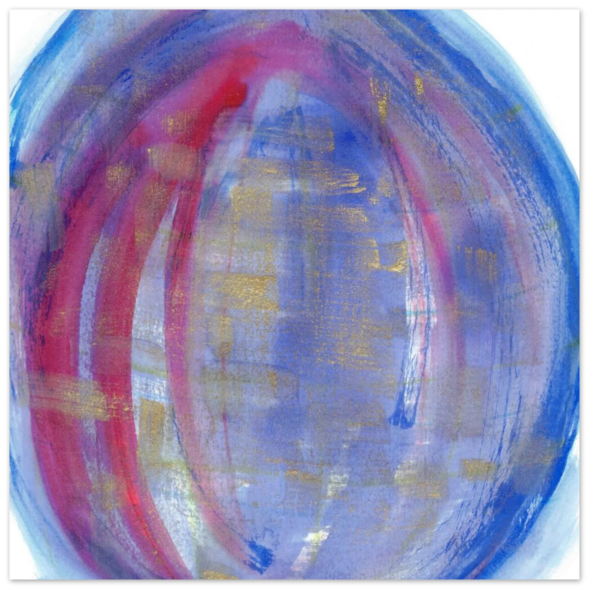 Cosmic Aura Abstract Watercolor Poster – Vibrant Blue, Magenta & Gold, Premium Matte Finish - Laure Leprince - Artiste Peintre