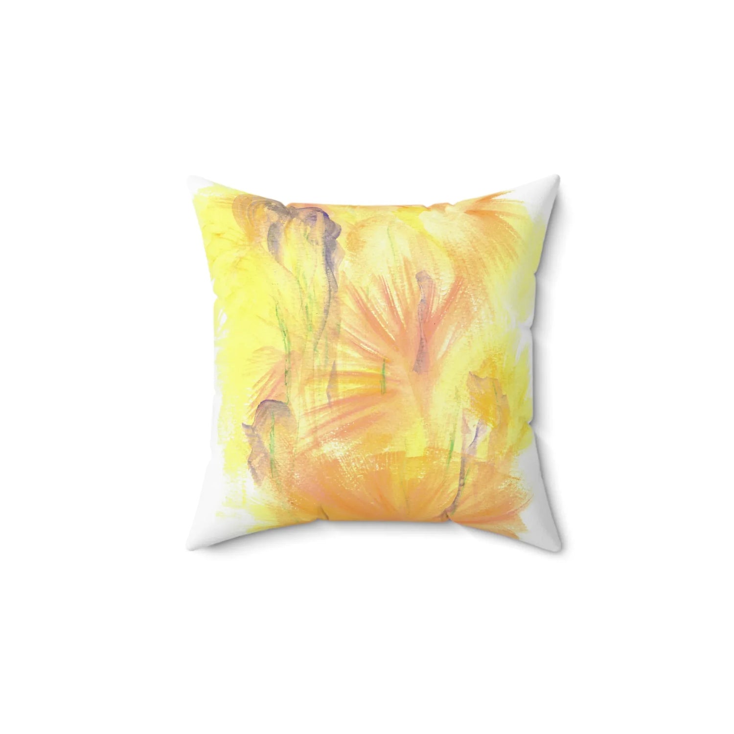Square Throw Pillow Sun Whisper — Minimal Brushstroke Accent - Laure Leprince - Artiste Peintre