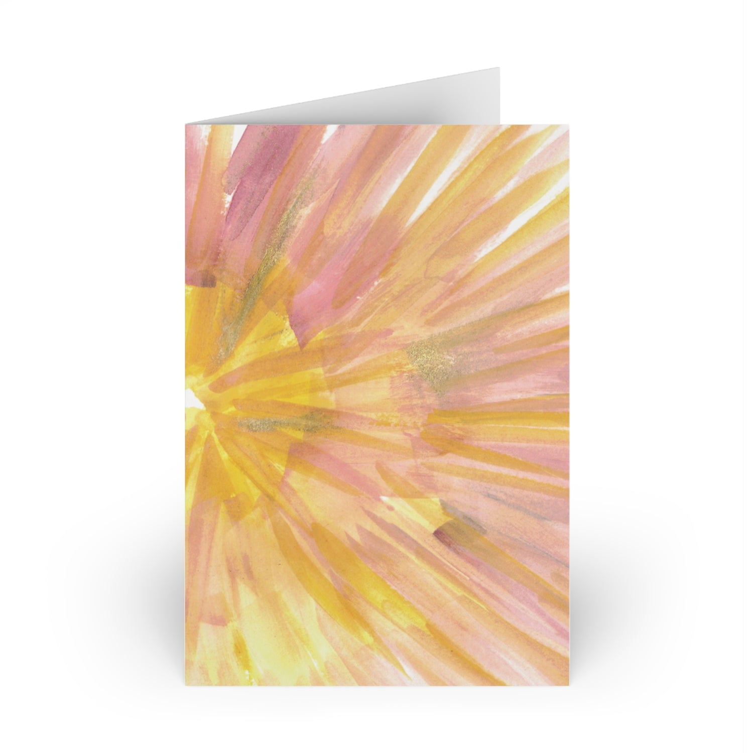 Solar Bloom Watercolor Leaf Greeting Card - Elegant