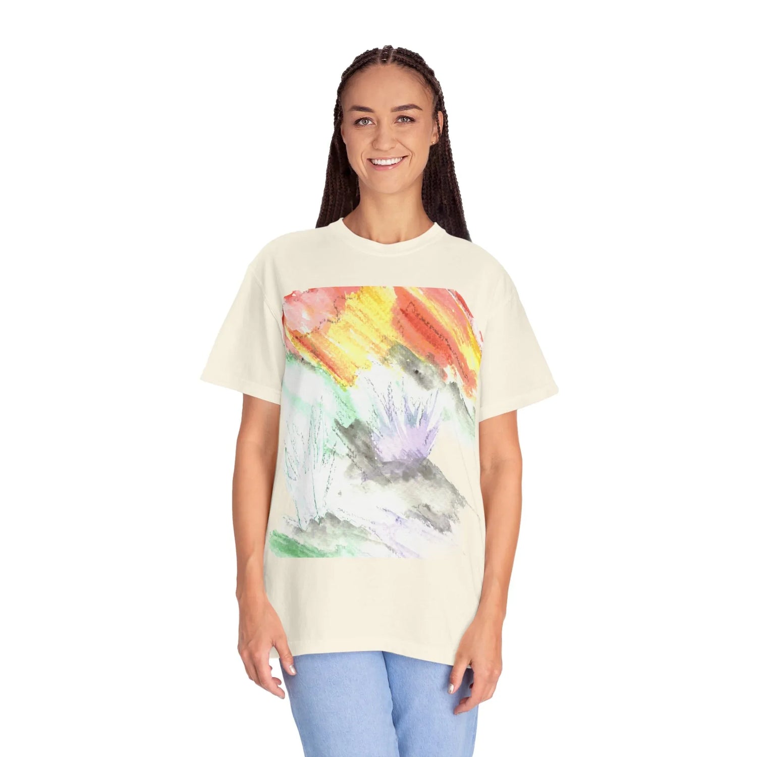 Abstract Lavander Drift T-Shirt — Bright Watercolor Square Art Tee - Laure Leprince - Artiste Peintre