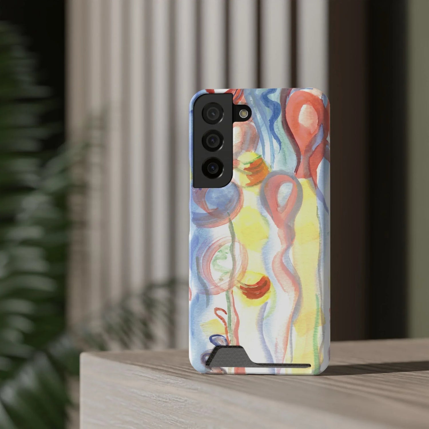 Samsung Phone Card Case Urban Parade — Yellow Watercolor Flower Wallet - Laure Leprince - Artiste Peintre