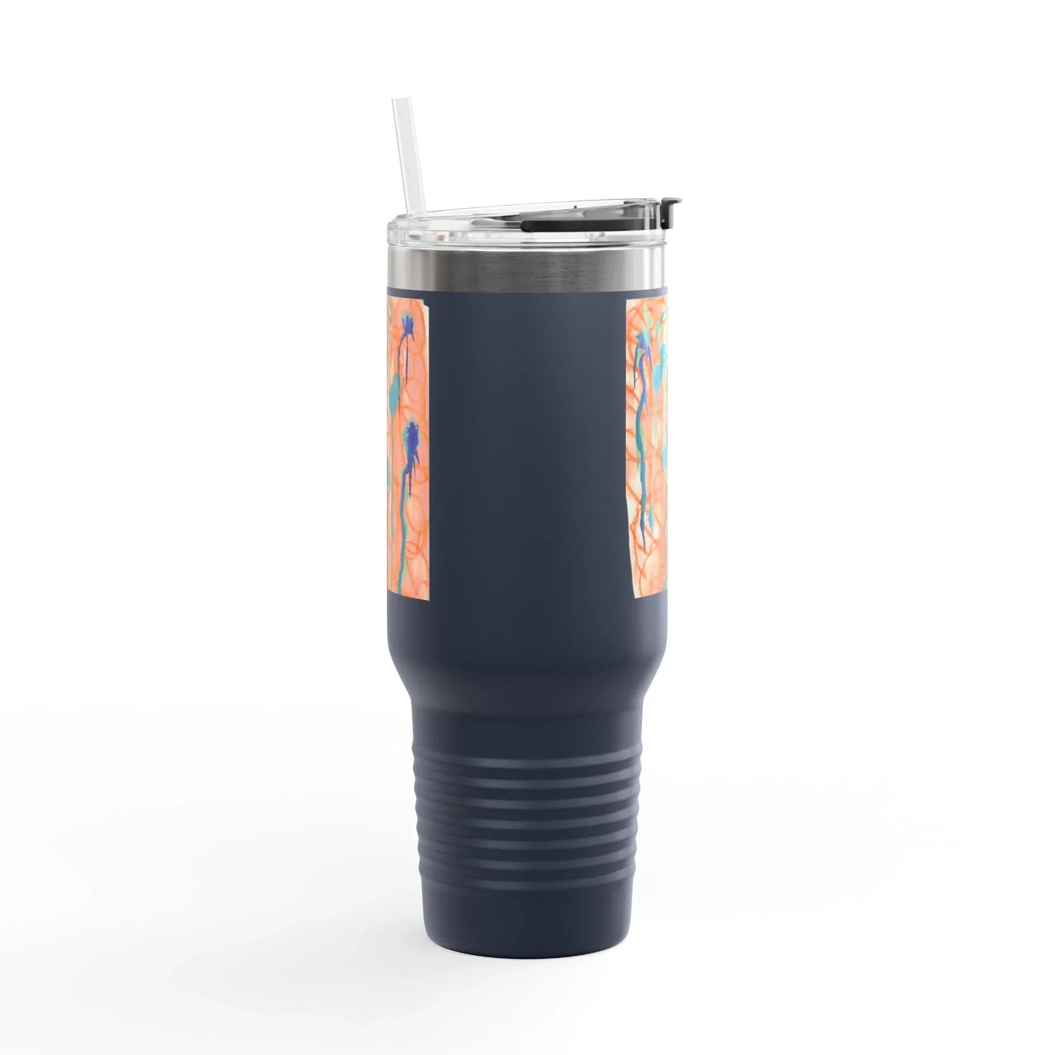 40oz Insulated Travel Mug – Saphir Ambre Watercolor Design - Laure Leprince - Artiste Peintre