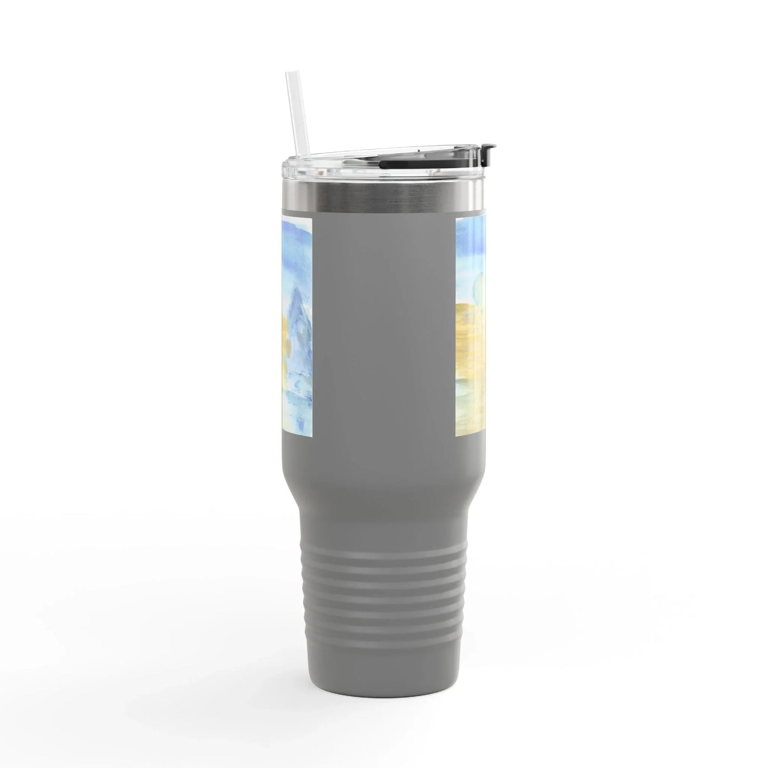 40oz Insulated Travel Mug – Blue Horizon Watercolor Design - Laure Leprince - Artiste Peintre