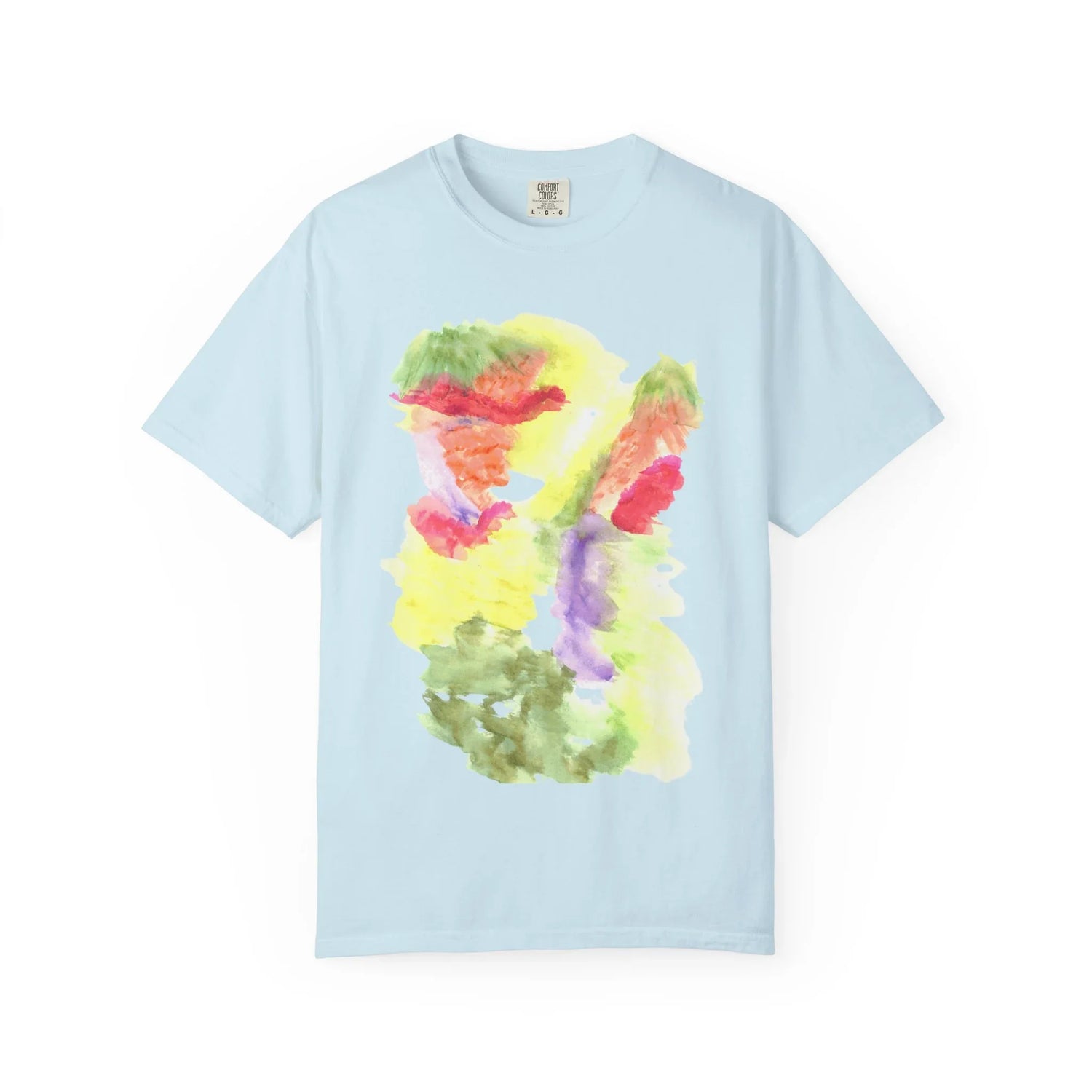 Abstract Eclosion Chromatique T-Shirt — Bright Watercolor Square Art Tee - Laure Leprince - Artiste Peintre