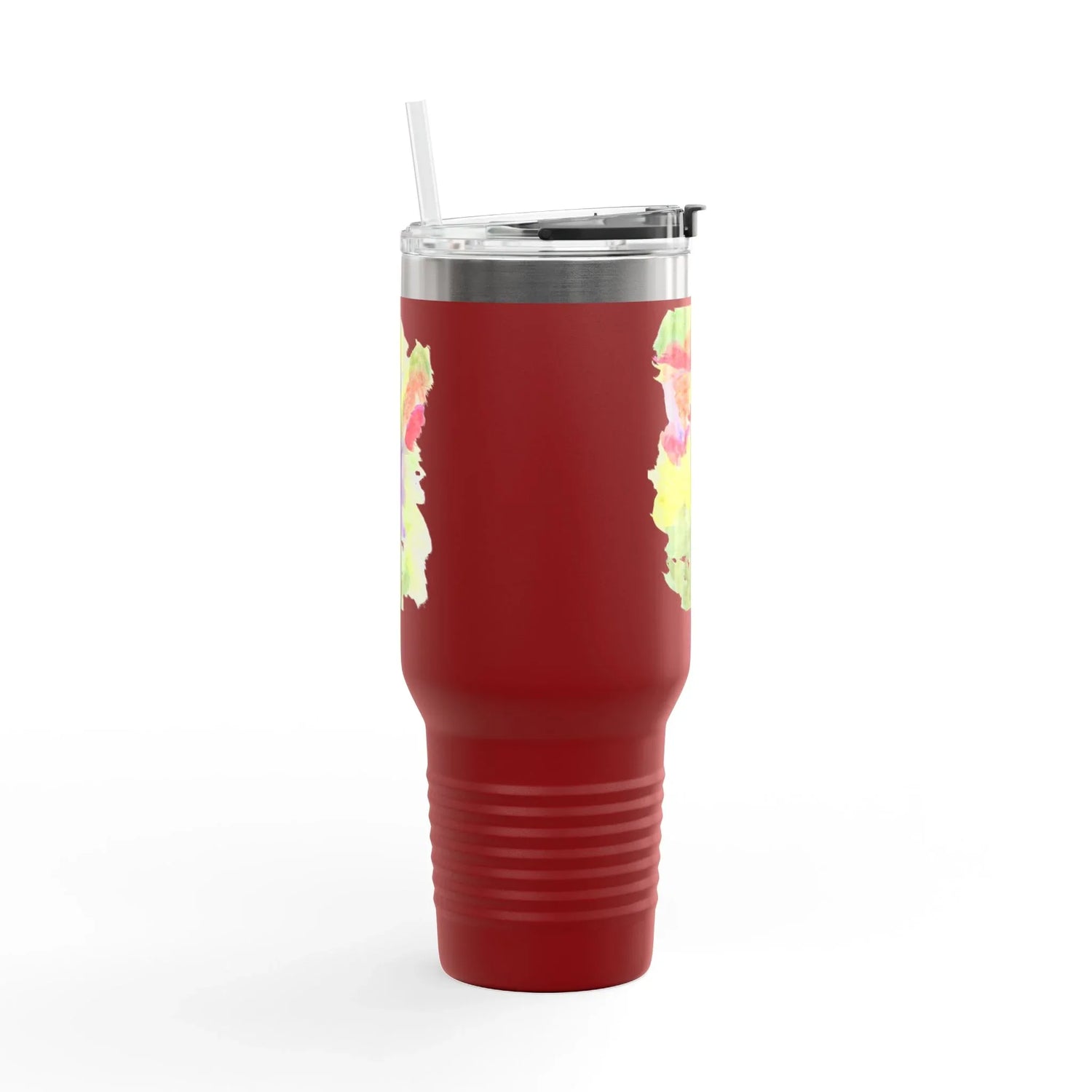 40oz Insulated Travel Mug – Eclosion Chromatique Watercolor Design - Laure Leprince - Artiste Peintre