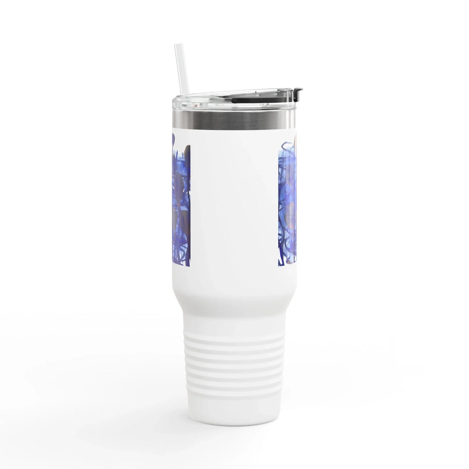 40oz Insulated Travel Mug – Silence Indigo Watercolor Design - Laure Leprince - Artiste Peintre