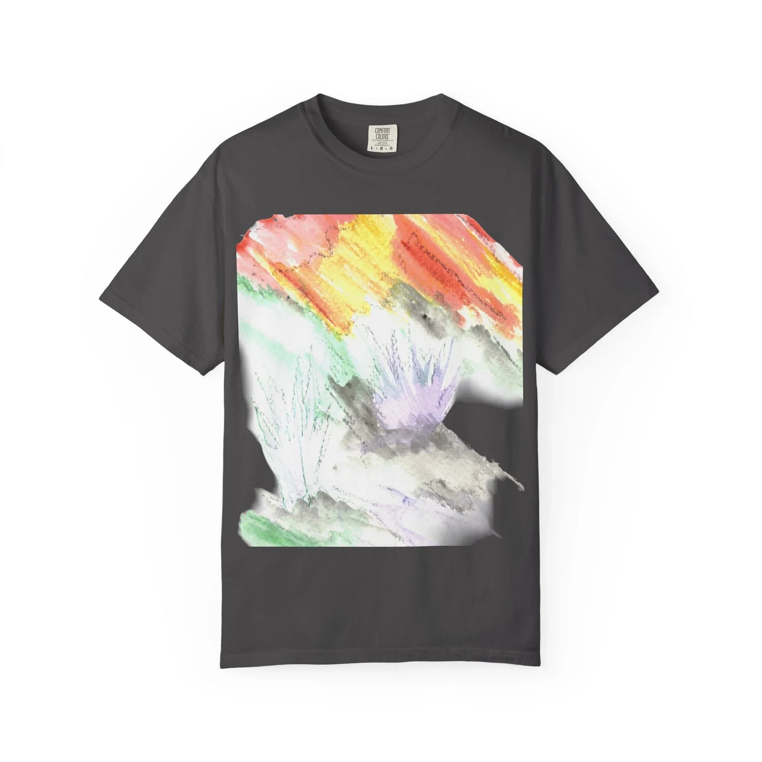 Abstract Lavander Drift T-Shirt — Bright Watercolor Square Art Tee - Laure Leprince - Artiste Peintre