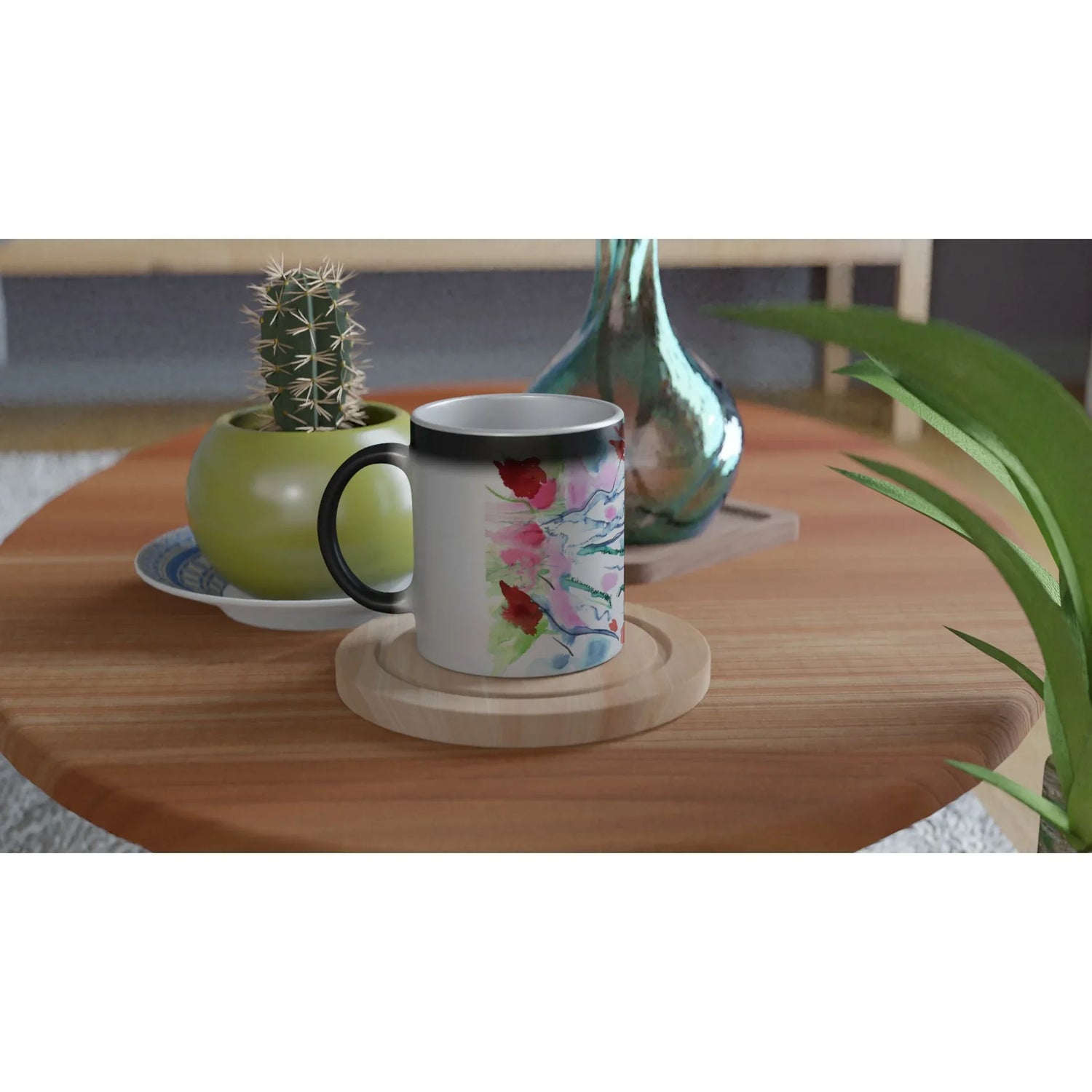 Mug magique en céramique 325 ml Floral– Révèlez votre motif à la chaleur - Laure Leprince - Artiste Peintre