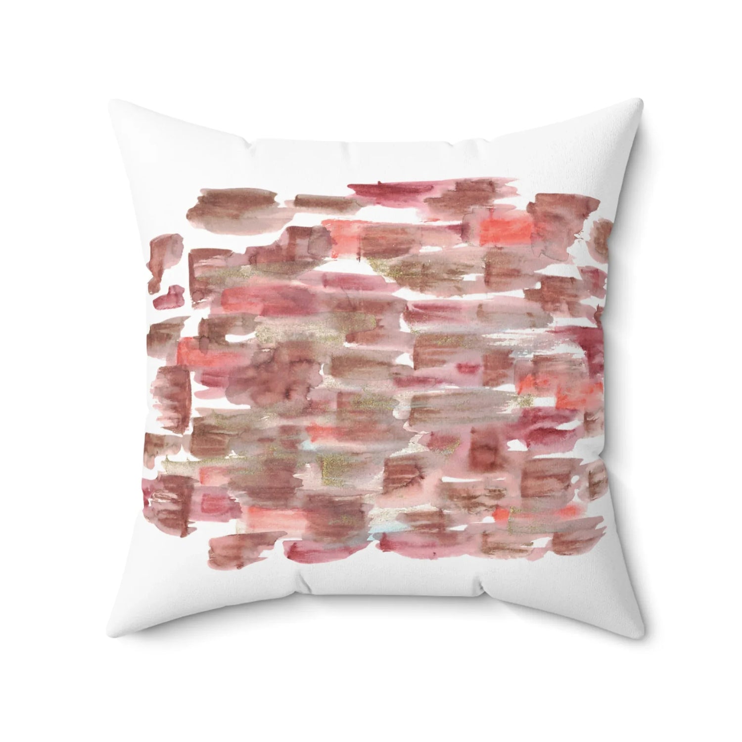Square Throw Pillow Terracotta Waves— Minimal Brushstroke Accent - Laure Leprince - Artiste Peintre