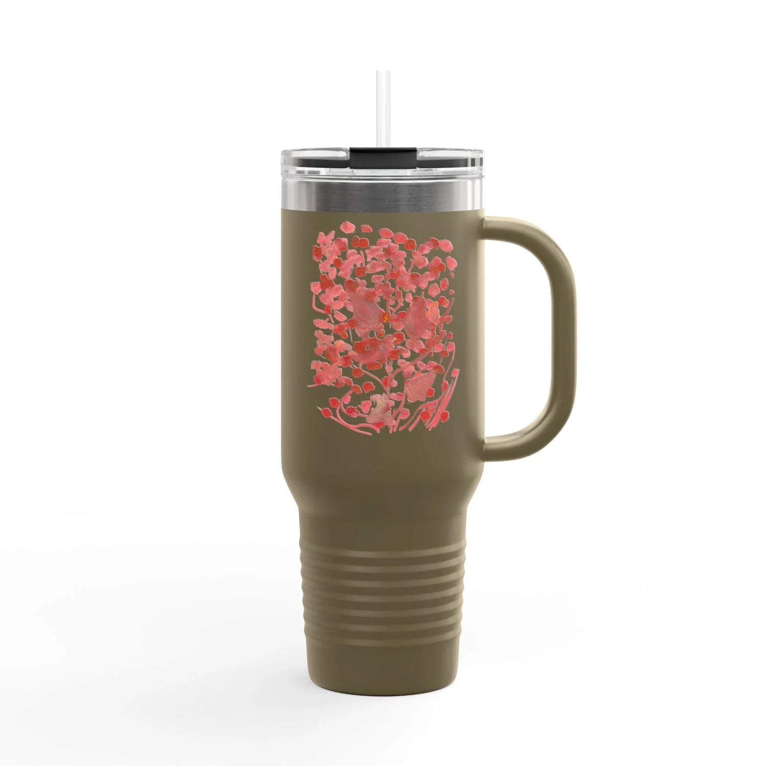 40oz Insulated Travel Mug – Bois de Rubis Watercolor Design - Laure Leprince - Artiste Peintre
