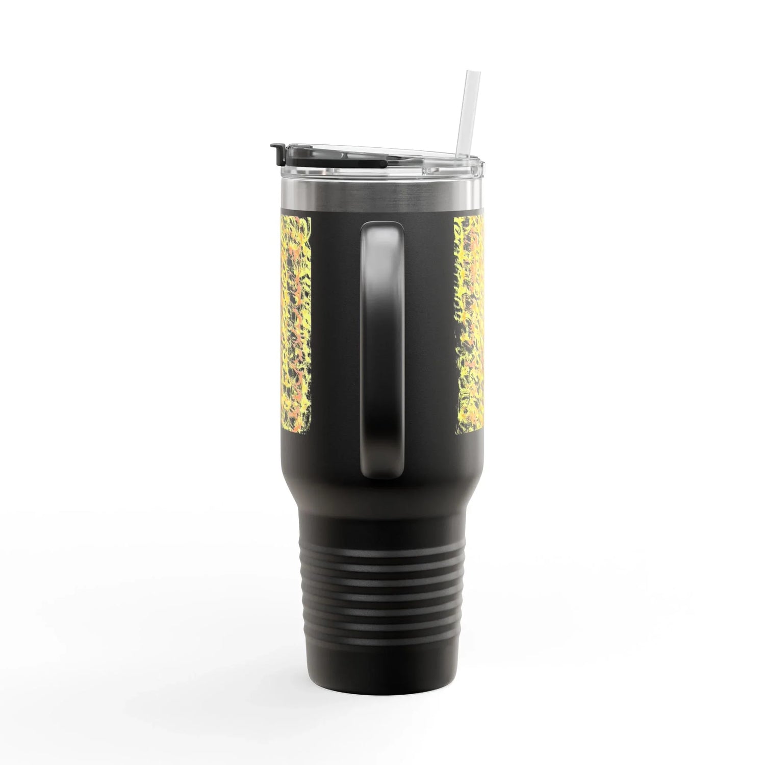 40oz Insulated Travel Mug – Yellow Waves Watercolor Design - Laure Leprince - Artiste Peintre