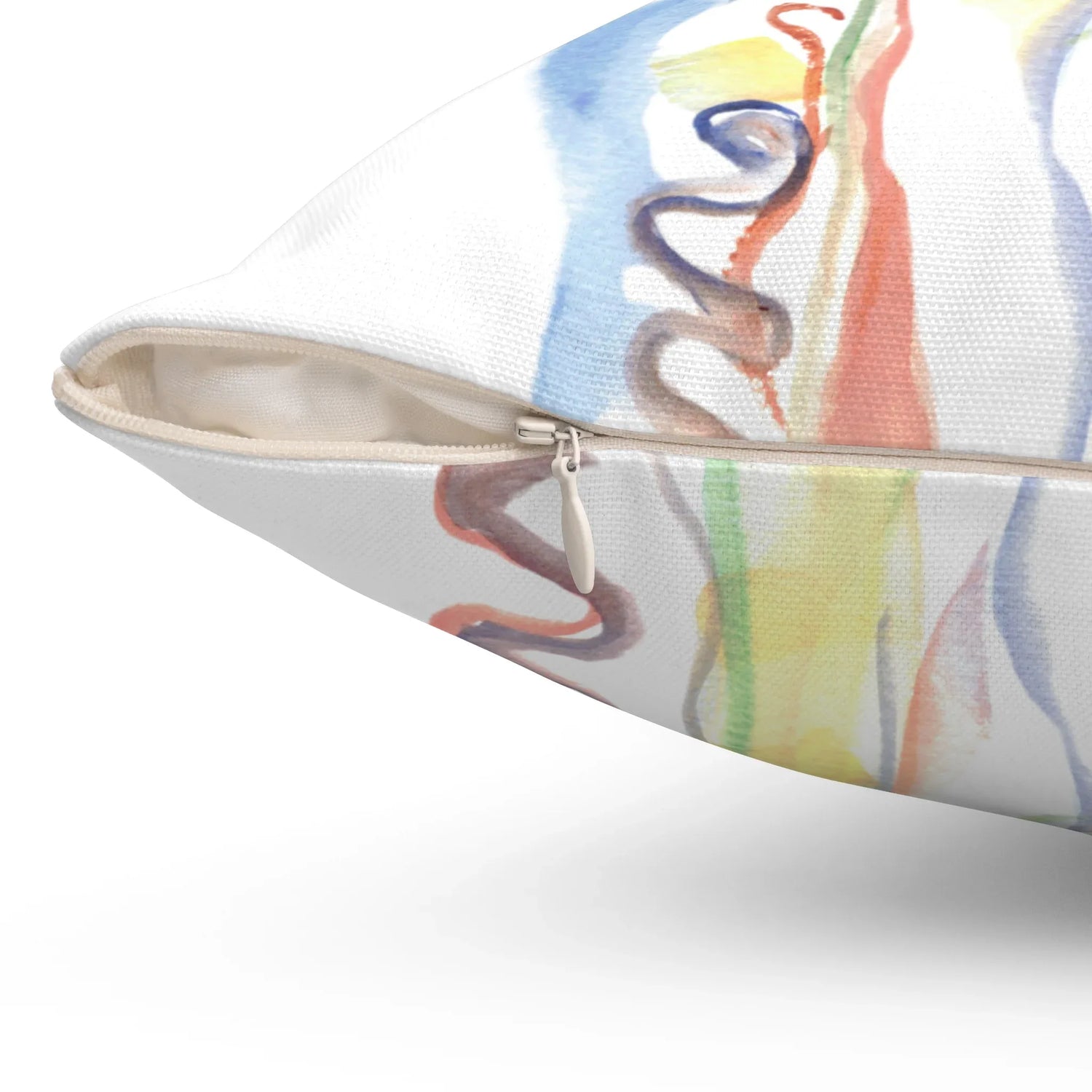 Square Throw Pillow Les Serpentins — Minimal Brushstroke Accent - Laure Leprince - Artiste Peintre