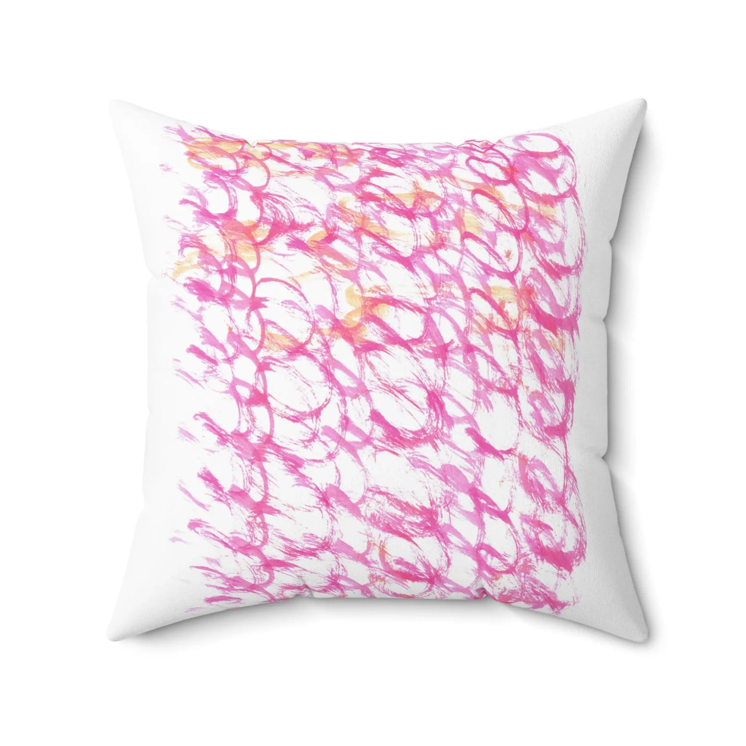 Square Throw Pillow Pink Waves — Minimal Brushstroke Accent - Laure Leprince - Artiste Peintre