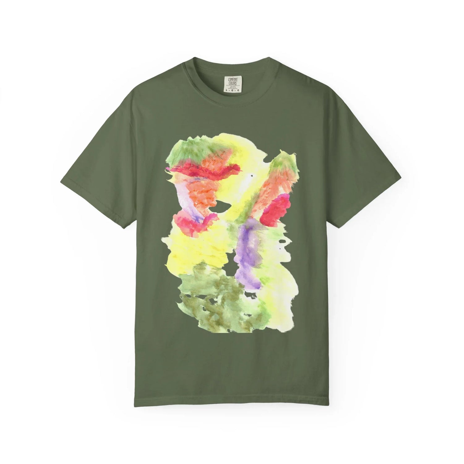 Abstract Eclosion Chromatique T-Shirt — Bright Watercolor Square Art Tee - Laure Leprince - Artiste Peintre