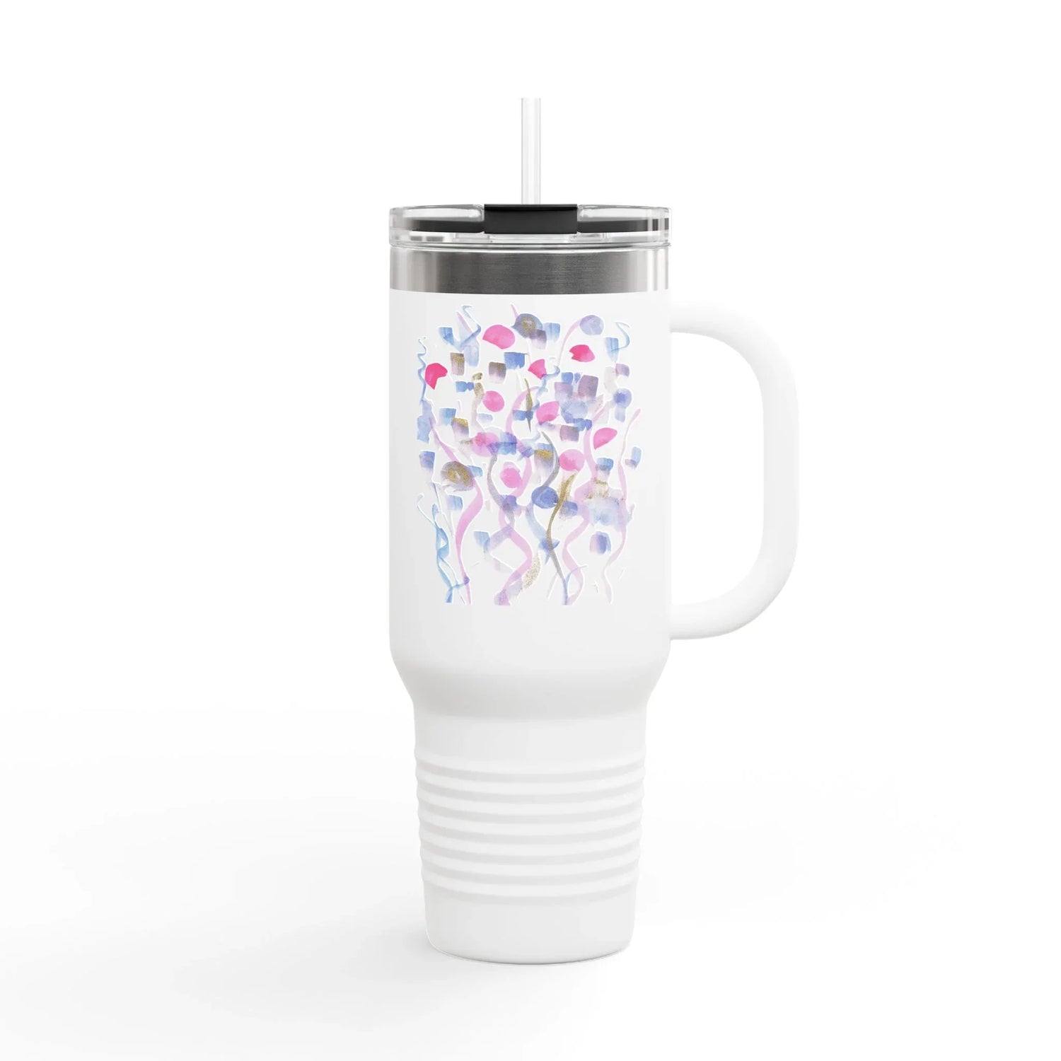 40oz Insulated Travel Mug – Petal Drift Watercolor Design - Laure Leprince - Artiste Peintre