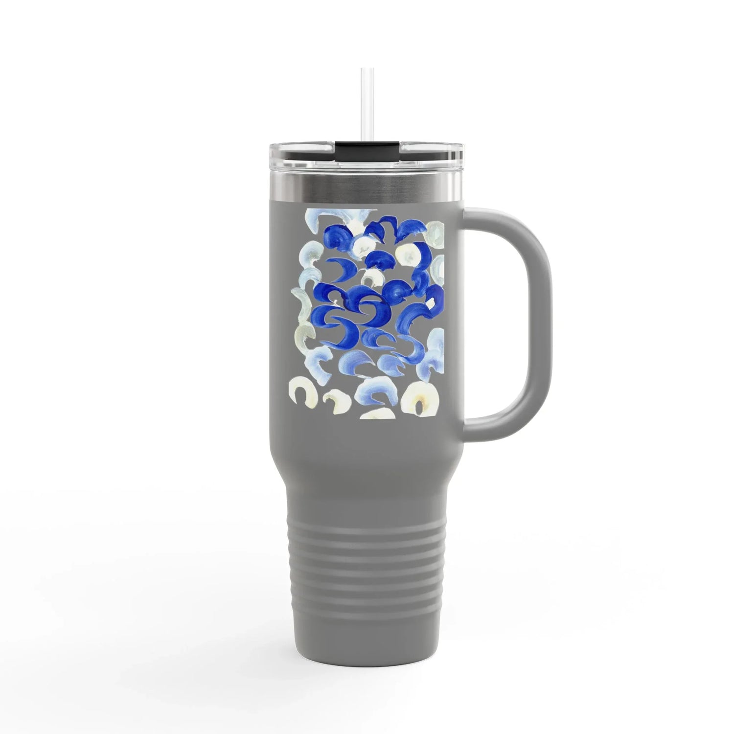 40oz Insulated Travel Mug – Blue Swirls Watercolor Design - Laure Leprince - Artiste Peintre