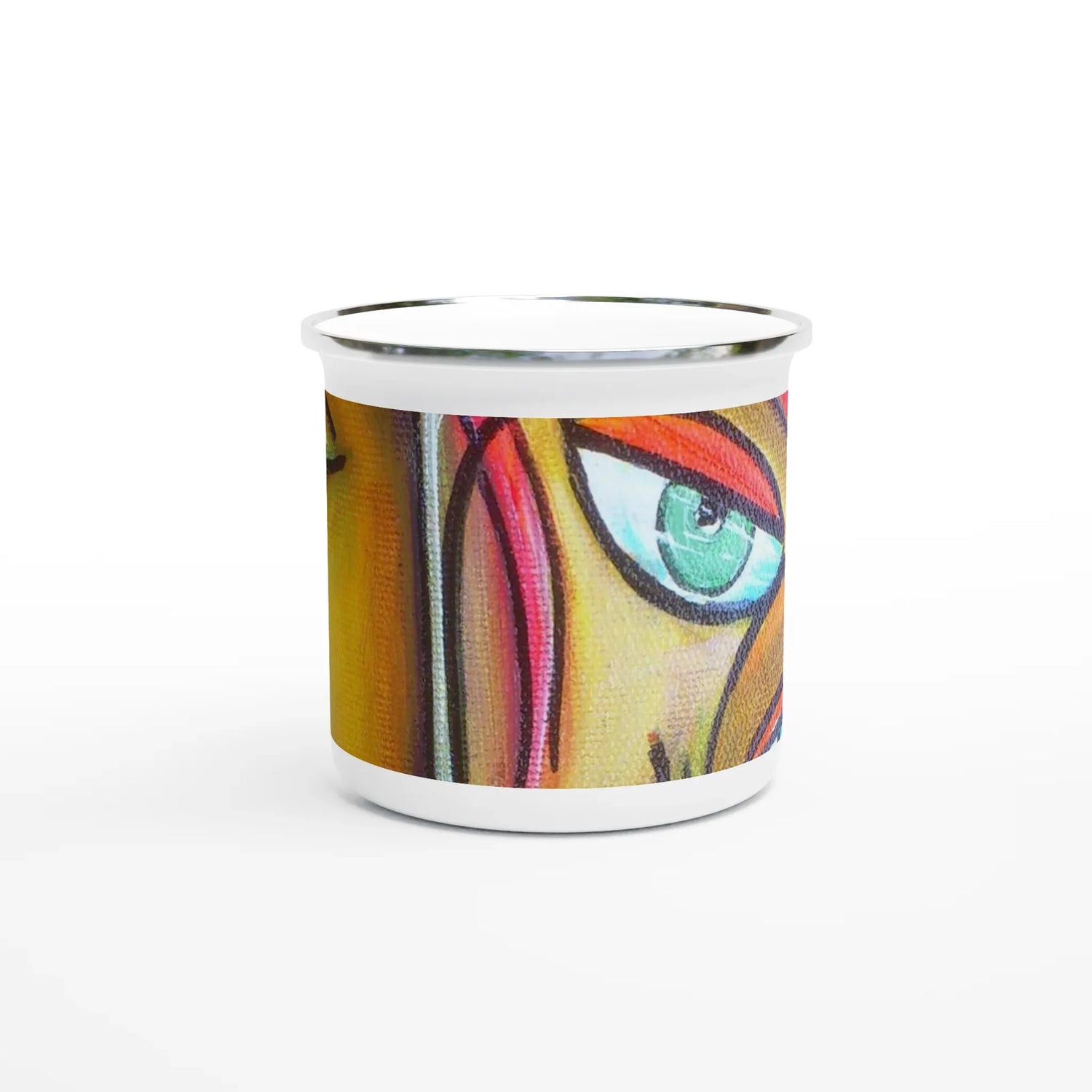 Mug en émail blanc 35 cl trouncho#2– Léger, vintage et résistant - Laure Leprince - Artiste Peintre