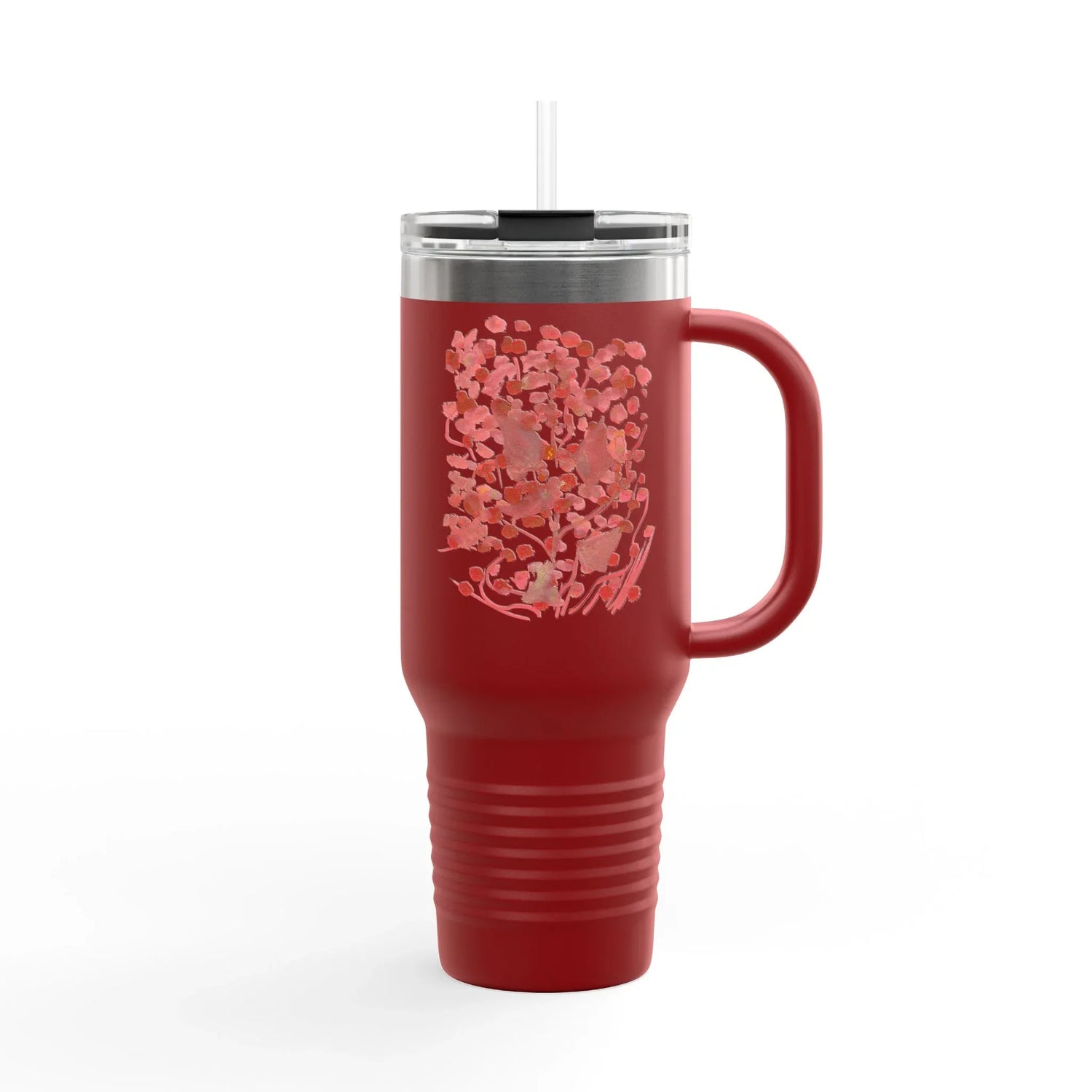 40oz Insulated Travel Mug – Bois de Rubis Watercolor Design - Laure Leprince - Artiste Peintre