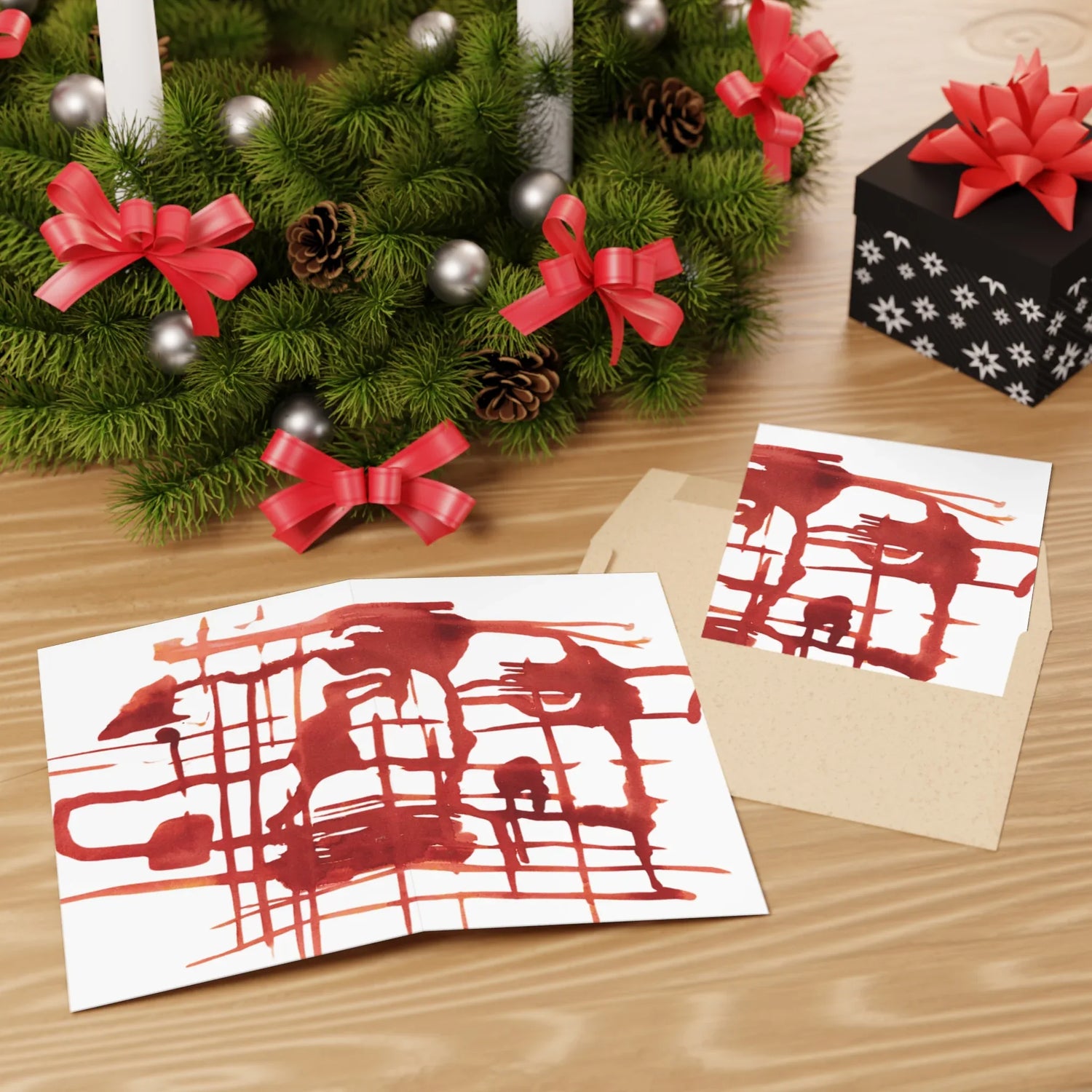 Solar Frame Watercolor Leaf Greeting Card - Elegant - Laure Leprince - Artiste Peintre