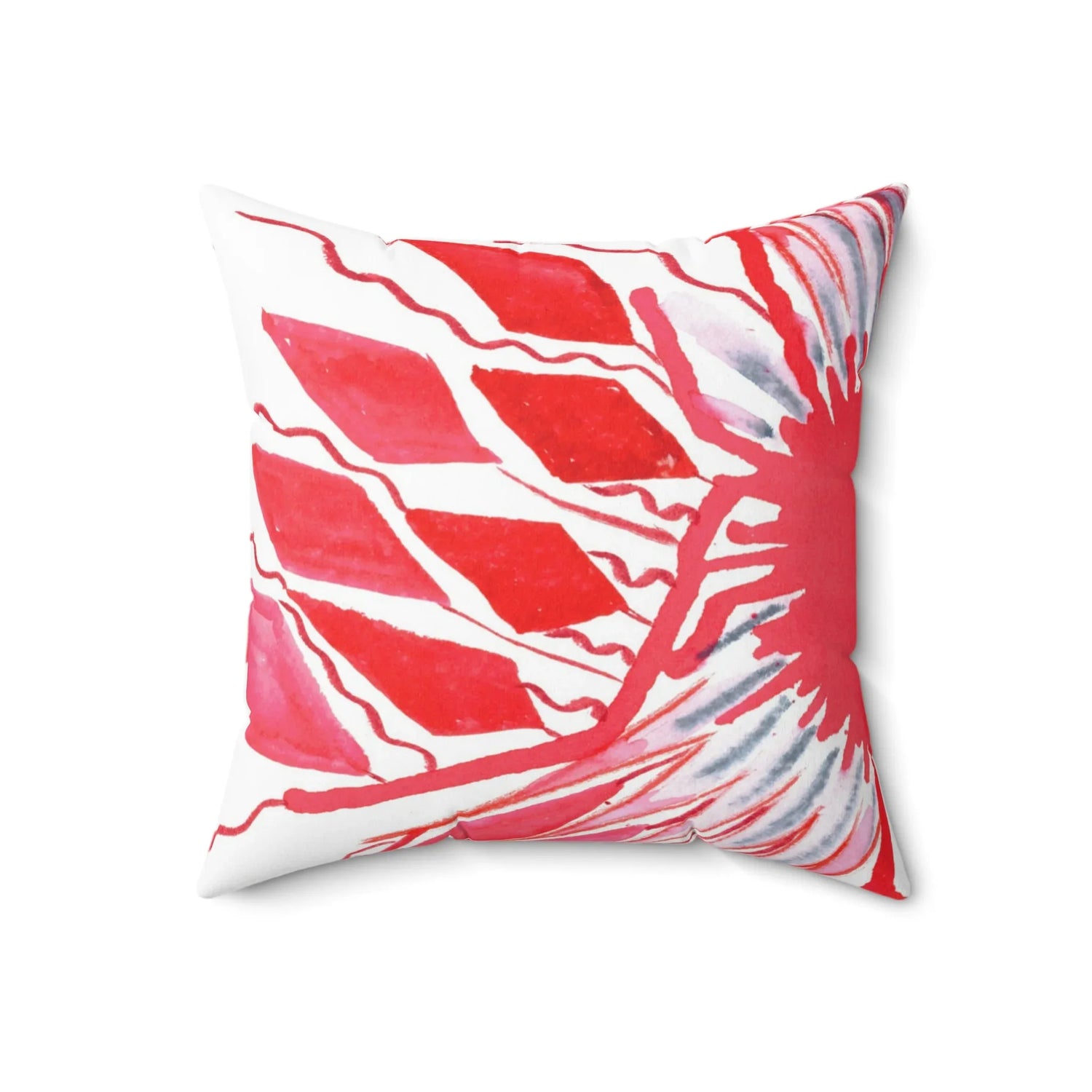 Coussin Carré Décoratif Rouge— Minima Red Brushstroke Accent - Laure Leprince - Artiste Peintre