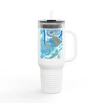40oz Insulated Travel Mug – Ocean Bloom Watercolor Design - Laure Leprince - Artiste Peintre