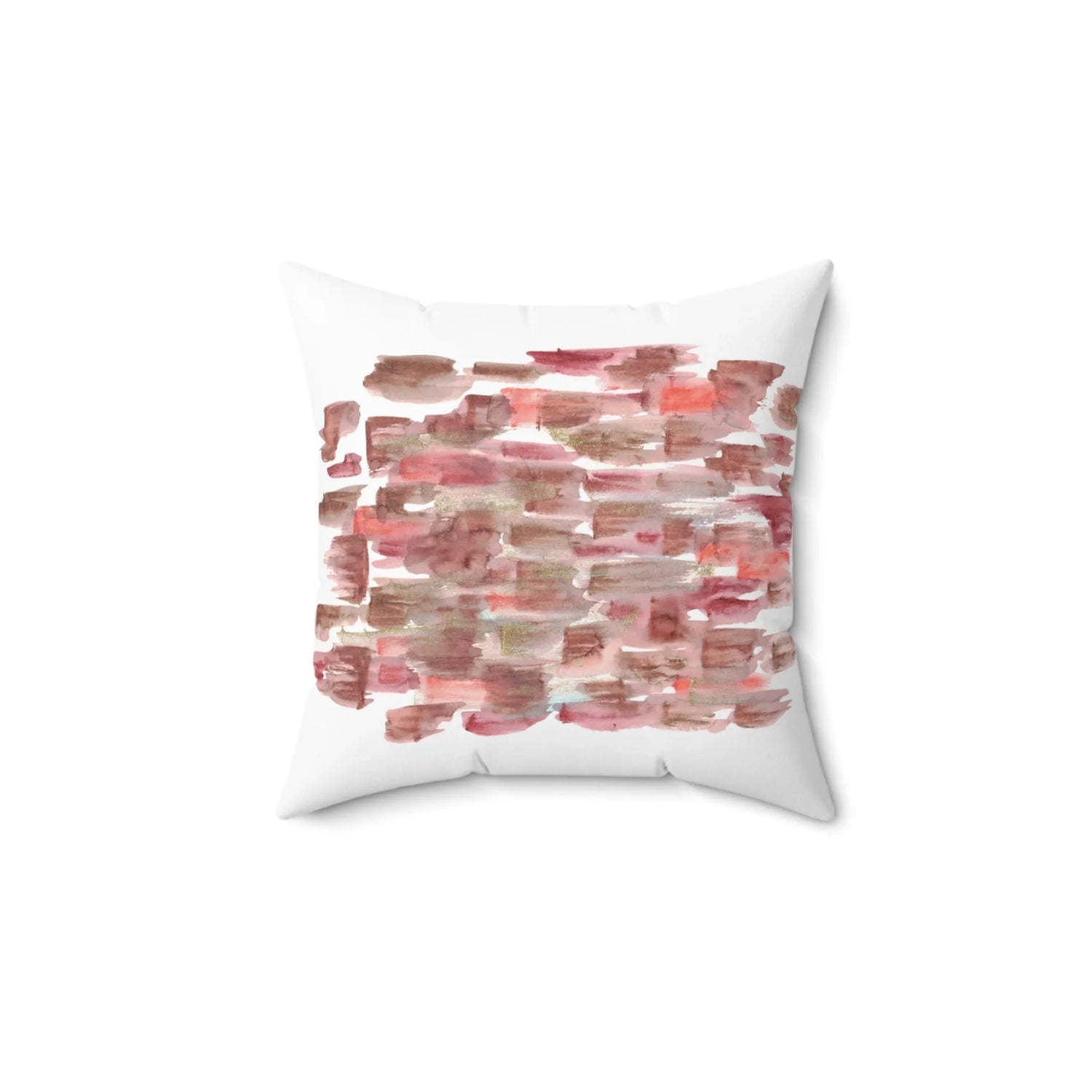 Square Throw Pillow Terracotta Waves— Minimal Brushstroke Accent - Laure Leprince - Artiste Peintre
