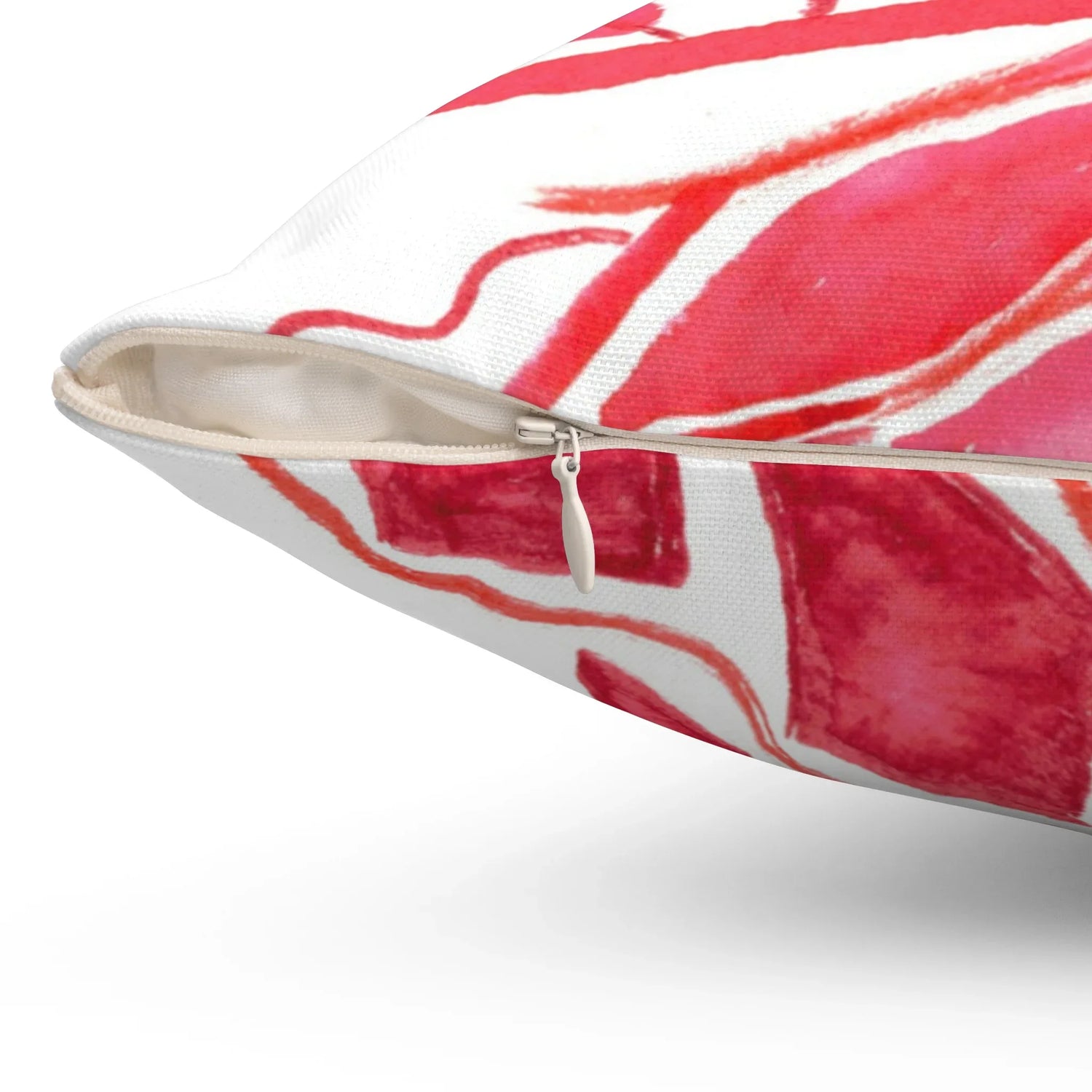 Coussin Carré Décoratif Rouge— Minima Red Brushstroke Accent - Laure Leprince - Artiste Peintre