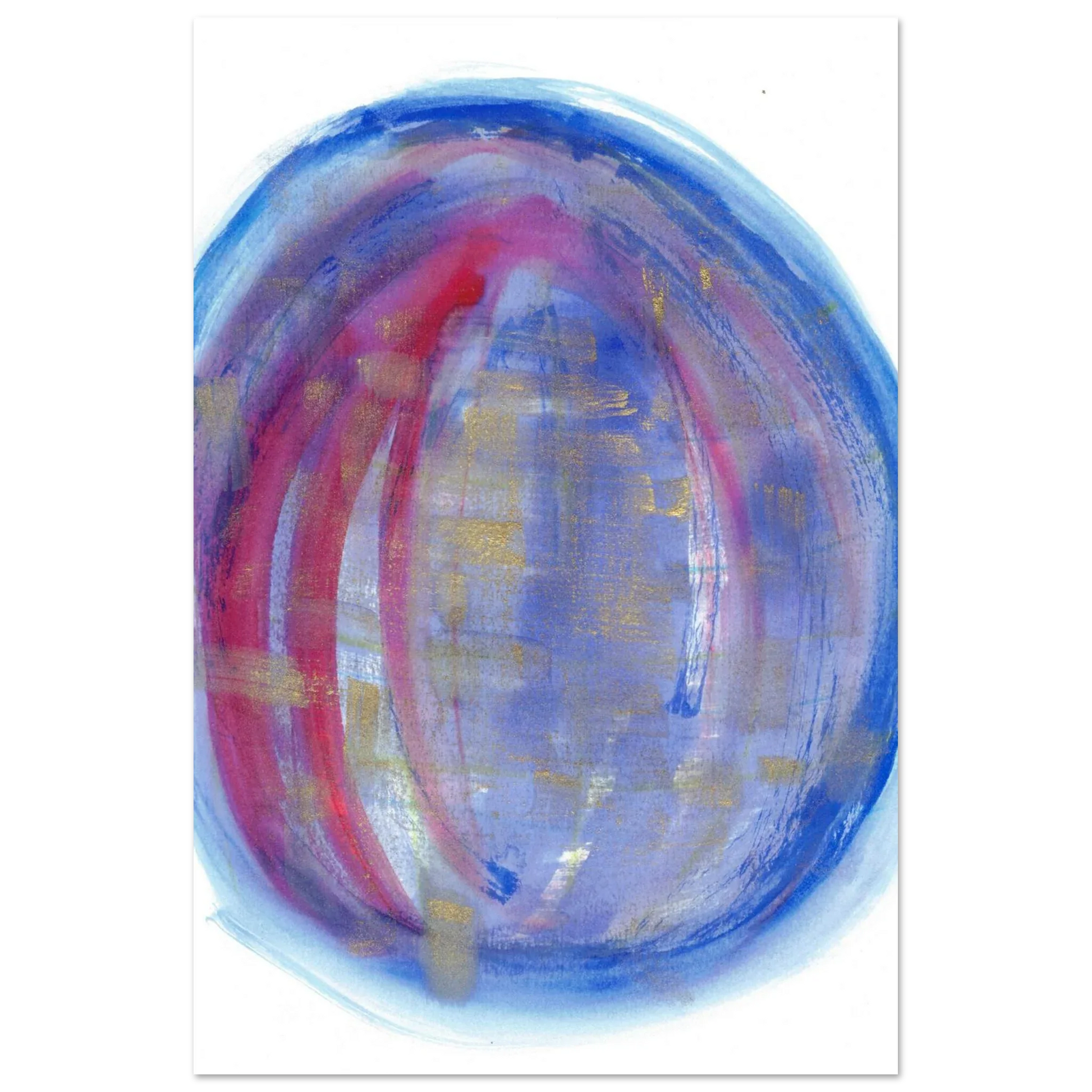 Cosmic Aura Abstract Watercolor Poster – Vibrant Blue, Magenta & Gold, Premium Matte Finish - Laure Leprince - Artiste Peintre