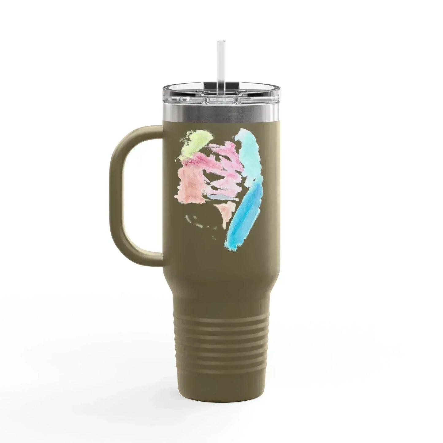 40oz Insulated Travel Mug – Aurora Pastel Watercolor Design - Laure Leprince - Artiste Peintre