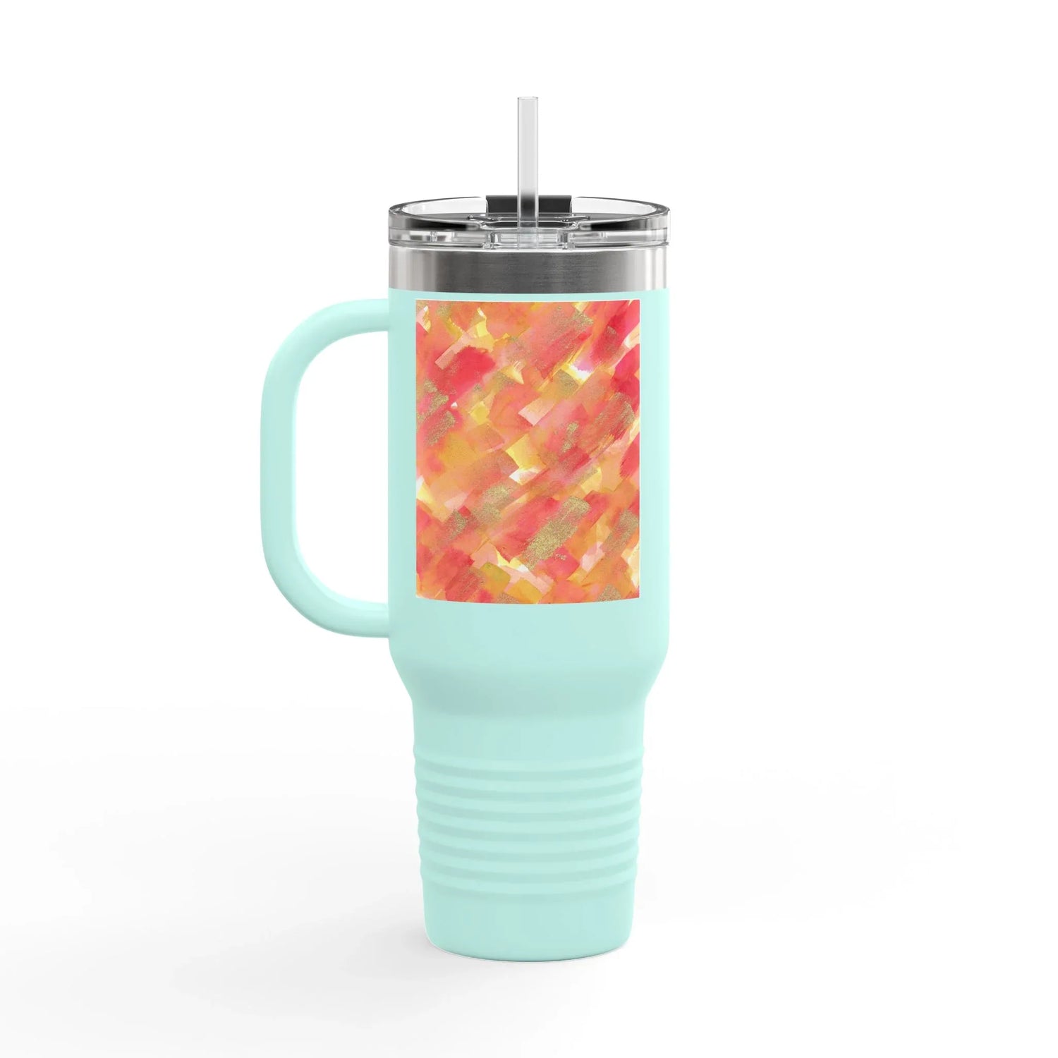 40oz Insulated Travel Mug – Sunset Ember Watercolor Design - Laure Leprince - Artiste Peintre