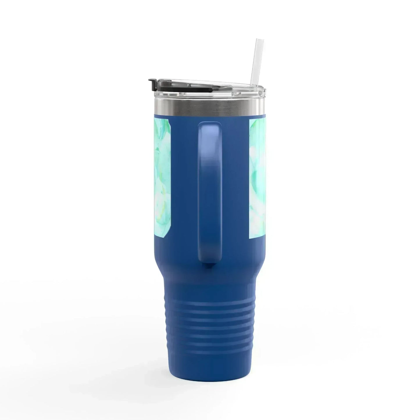 40oz Insulated Travel Mug – Aqua Bloom Watercolor Design - Laure Leprince - Artiste Peintre