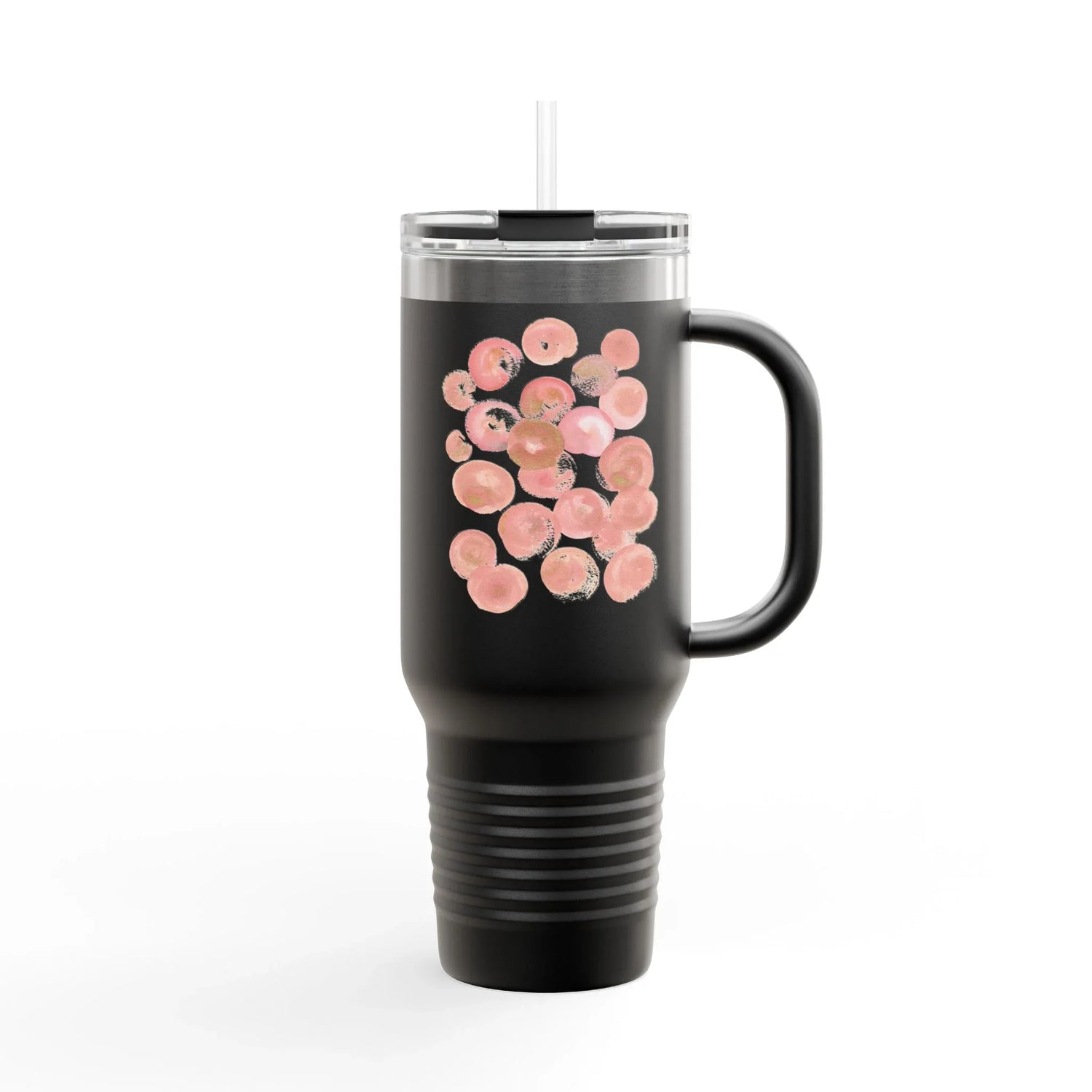 40oz Insulated Travel Mug – Rosee Petale Watercolor Design - Laure Leprince - Artiste Peintre