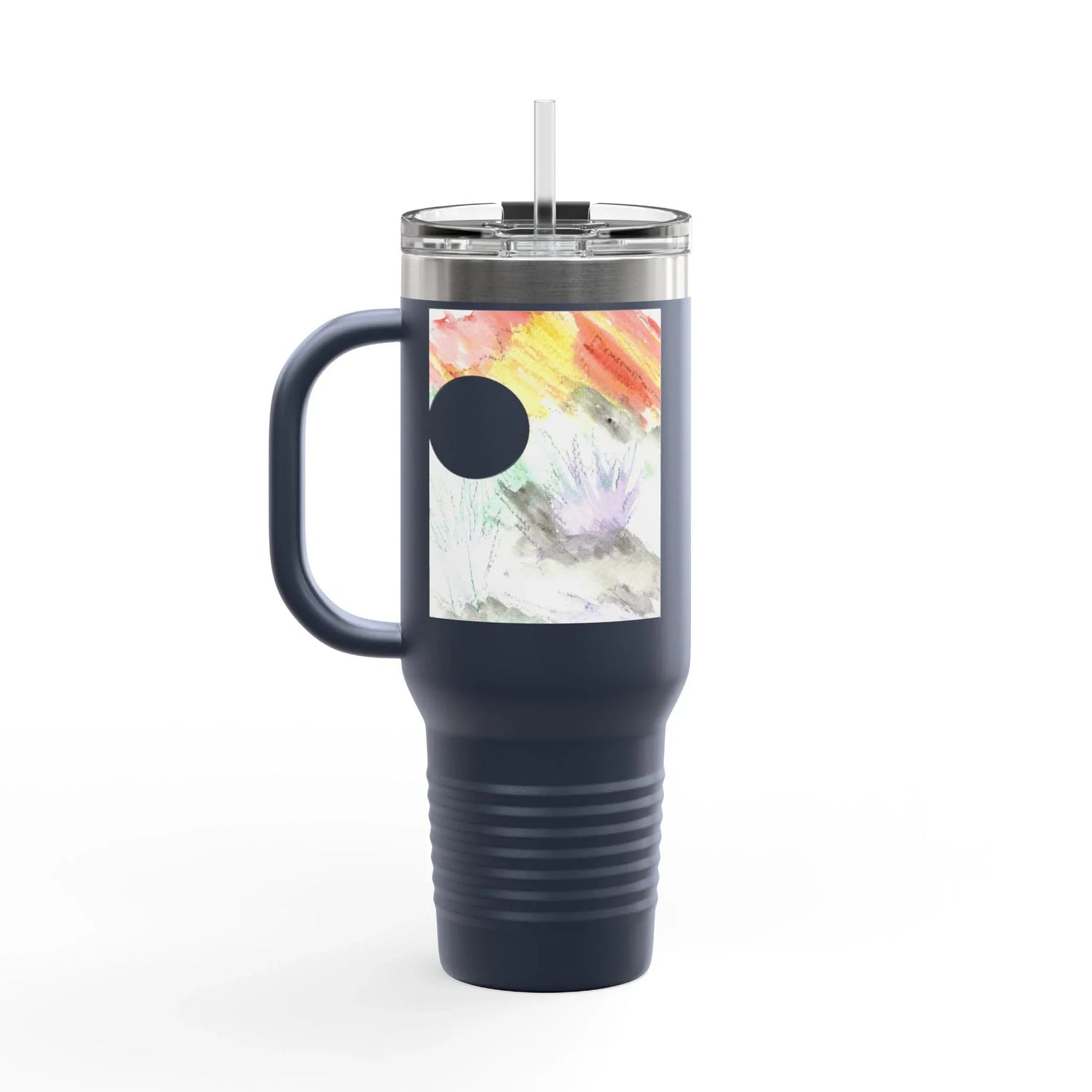 40oz Insulated Travel Mug –Lavander Drift Watercolor Design - Laure Leprince - Artiste Peintre
