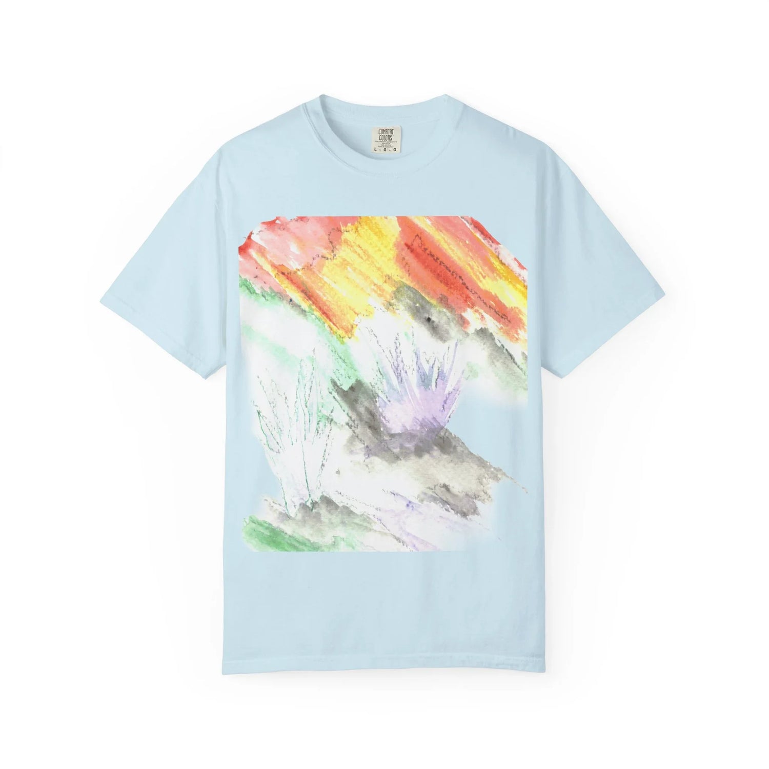 Abstract Lavander Drift T-Shirt — Bright Watercolor Square Art Tee - Laure Leprince - Artiste Peintre