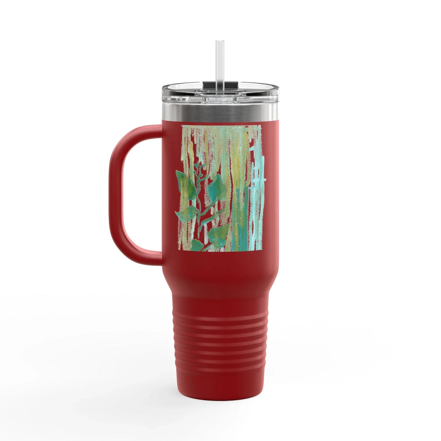 40oz Insulated Travel Mug – Veine Verte Watercolor Design - Laure Leprince - Artiste Peintre