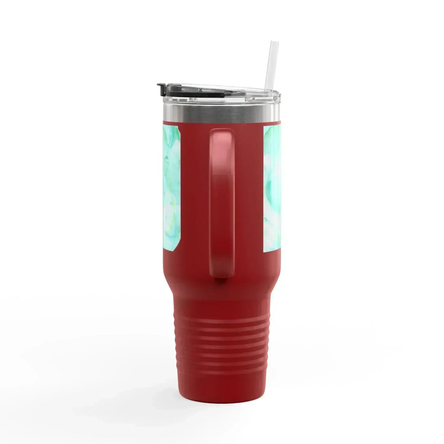 40oz Insulated Travel Mug – Aqua Bloom Watercolor Design - Laure Leprince - Artiste Peintre