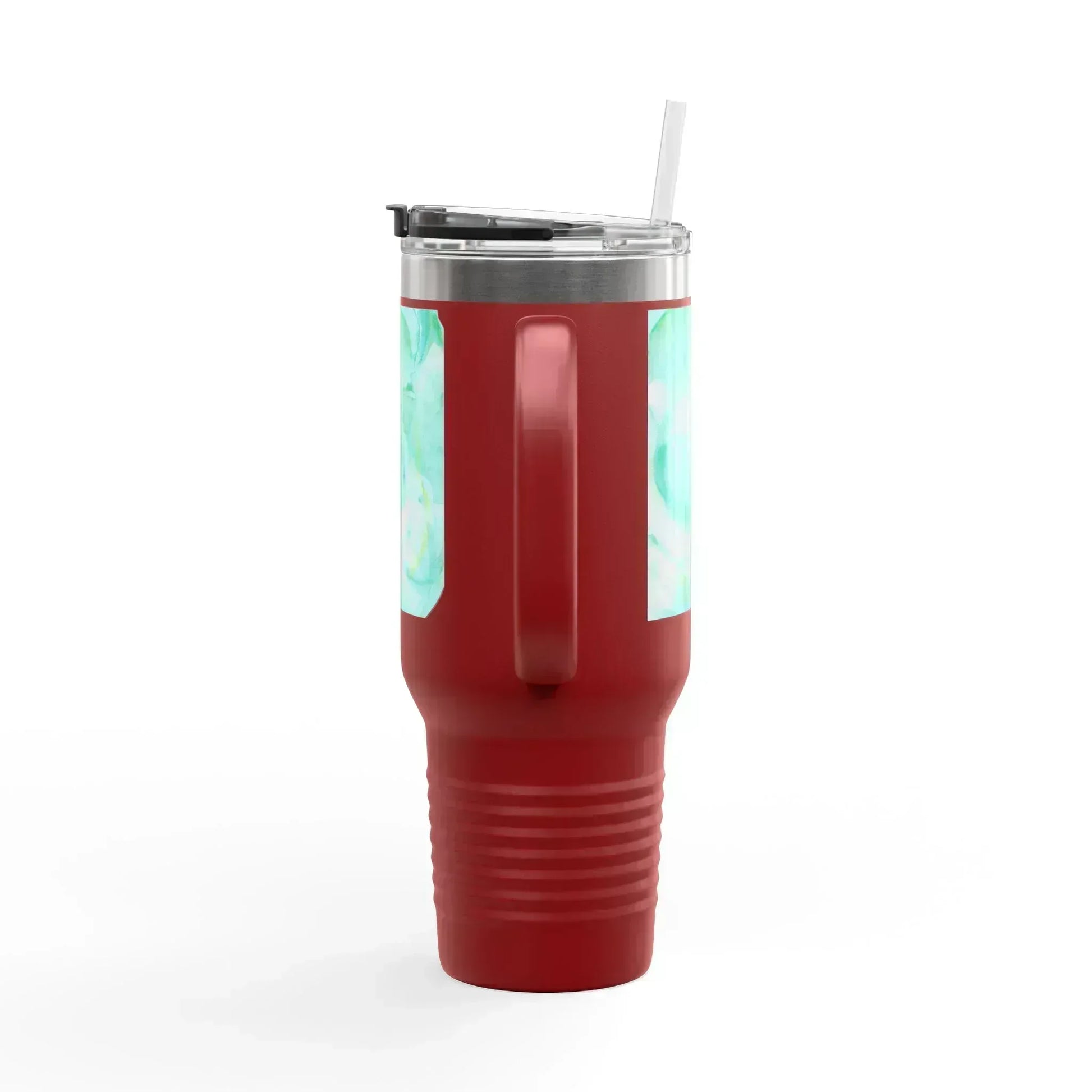 40oz Insulated Travel Mug – Aqua Bloom Watercolor Design - Laure Leprince - Artiste Peintre