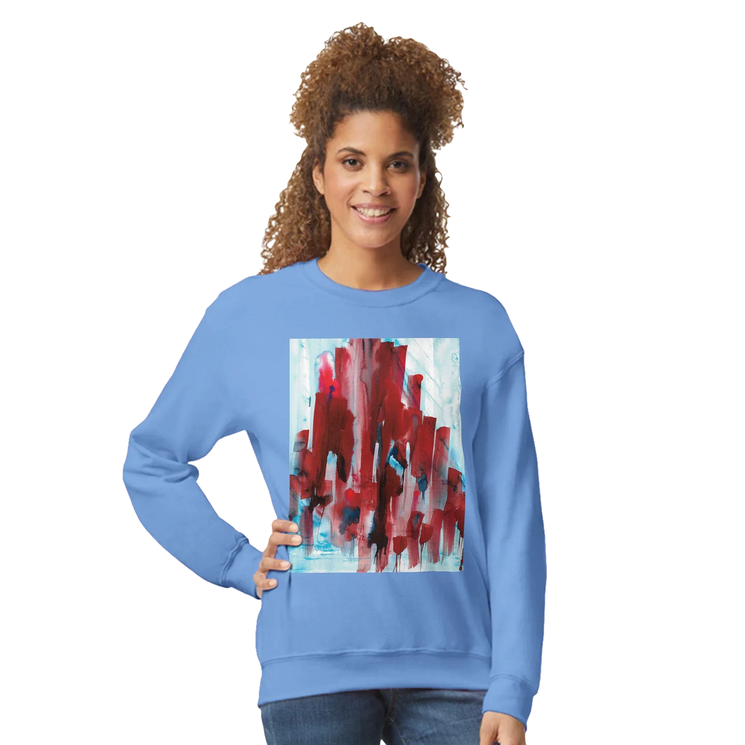 Sweatshirt Unisexe Classique Crimson Tower– Impression Artistique Multicolore - Laure Leprince - Artiste Peintre