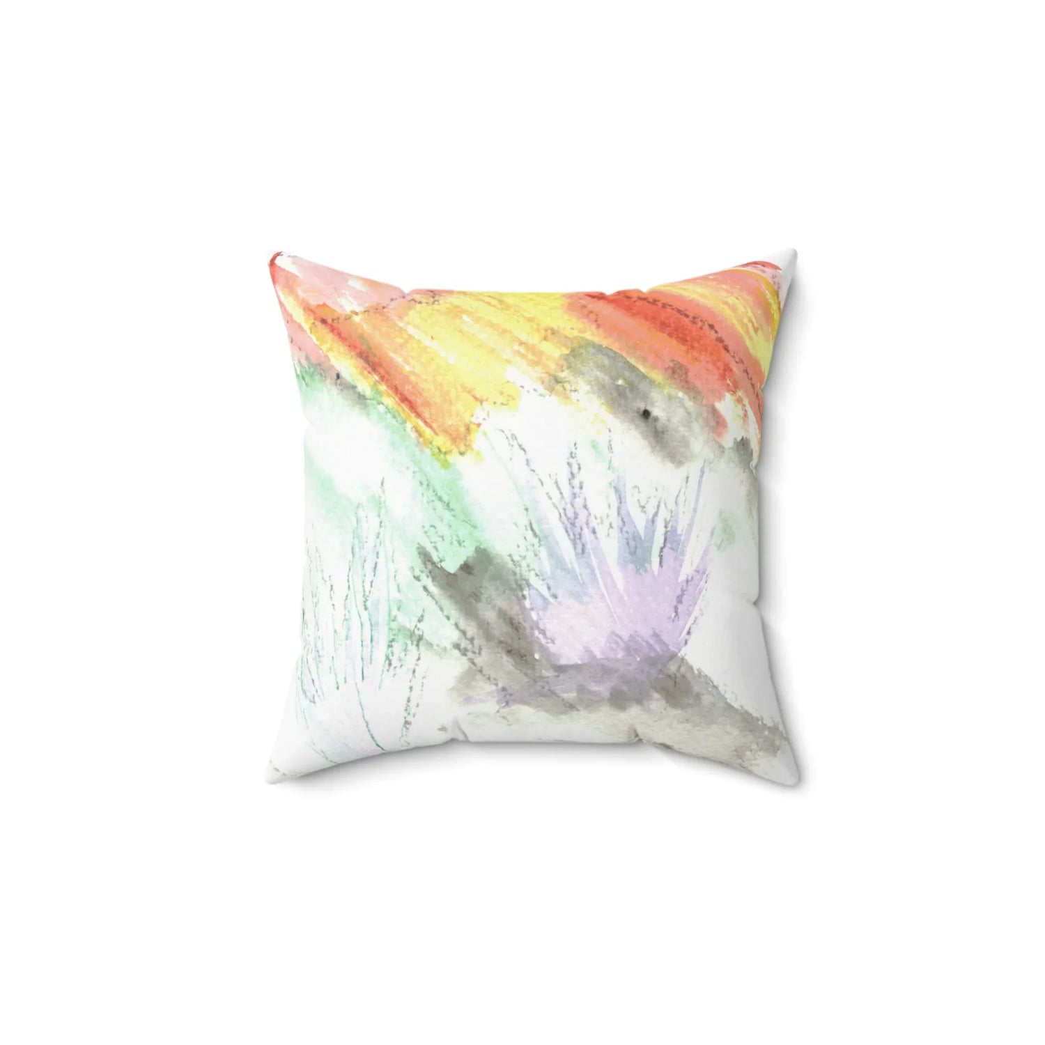 Square Throw Pillow Lavander Drift — Minimal Brushstroke Accent - Laure Leprince - Artiste Peintre