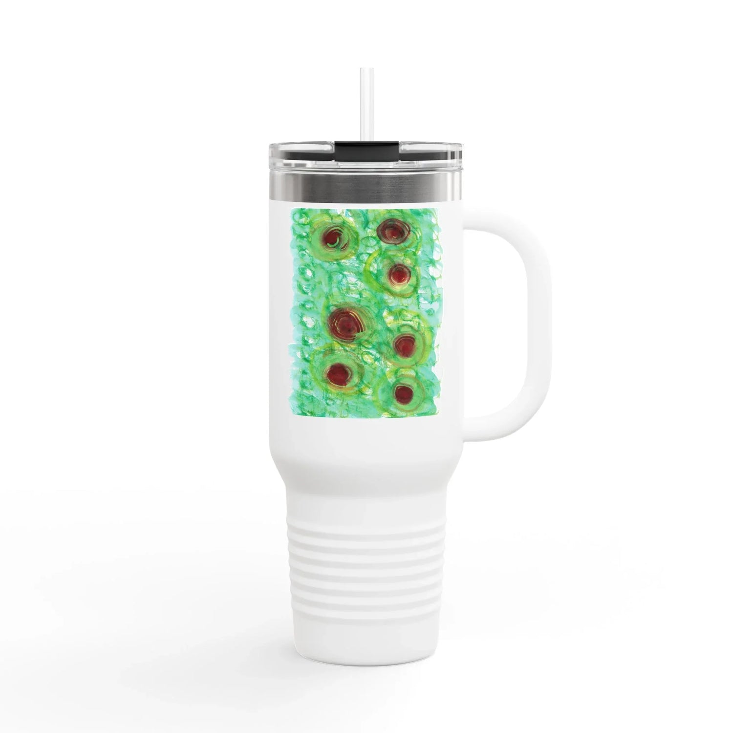 40oz Insulated Travel Mug – green Echo Watercolor Design - Laure Leprince - Artiste Peintre