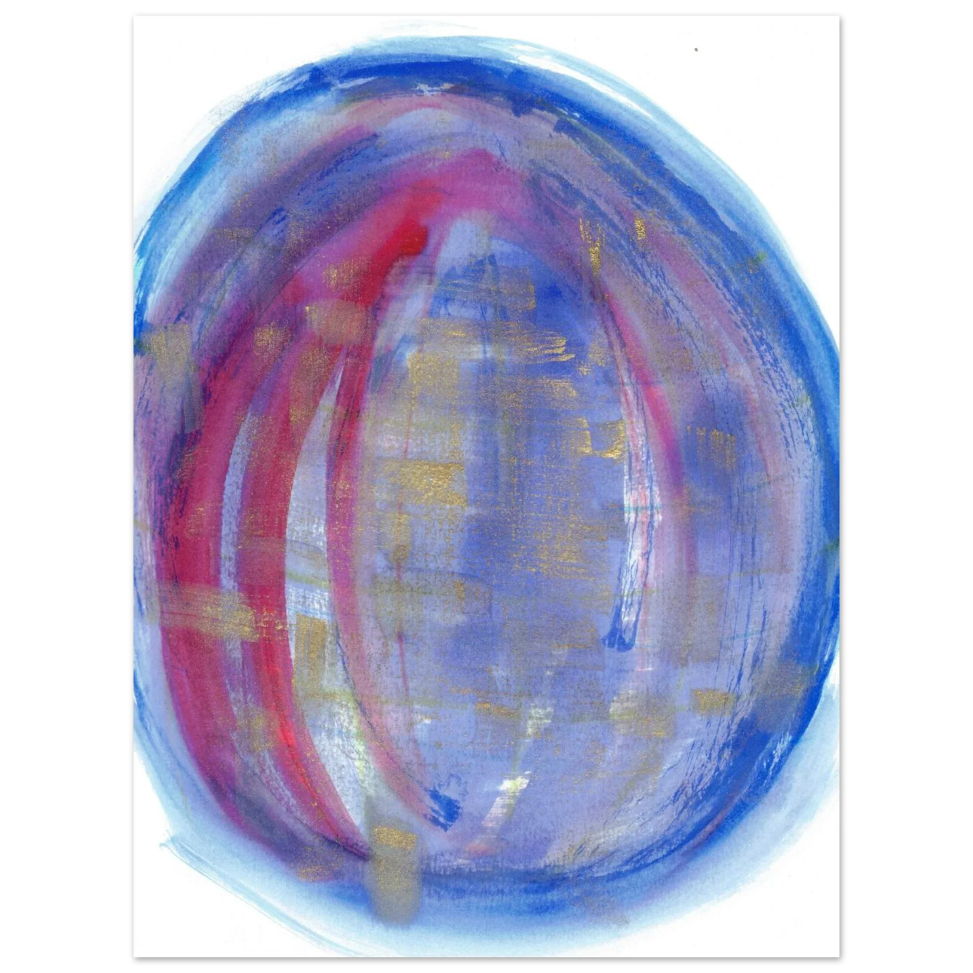 Cosmic Aura Abstract Watercolor Poster – Vibrant Blue, Magenta & Gold, Premium Matte Finish - Laure Leprince - Artiste Peintre
