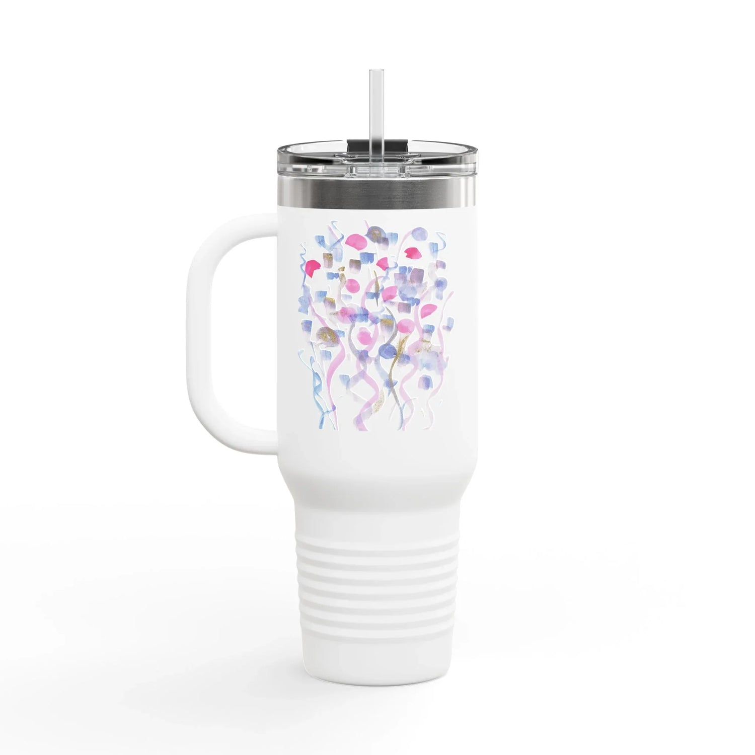 40oz Insulated Travel Mug – Petal Drift Watercolor Design - Laure Leprince - Artiste Peintre