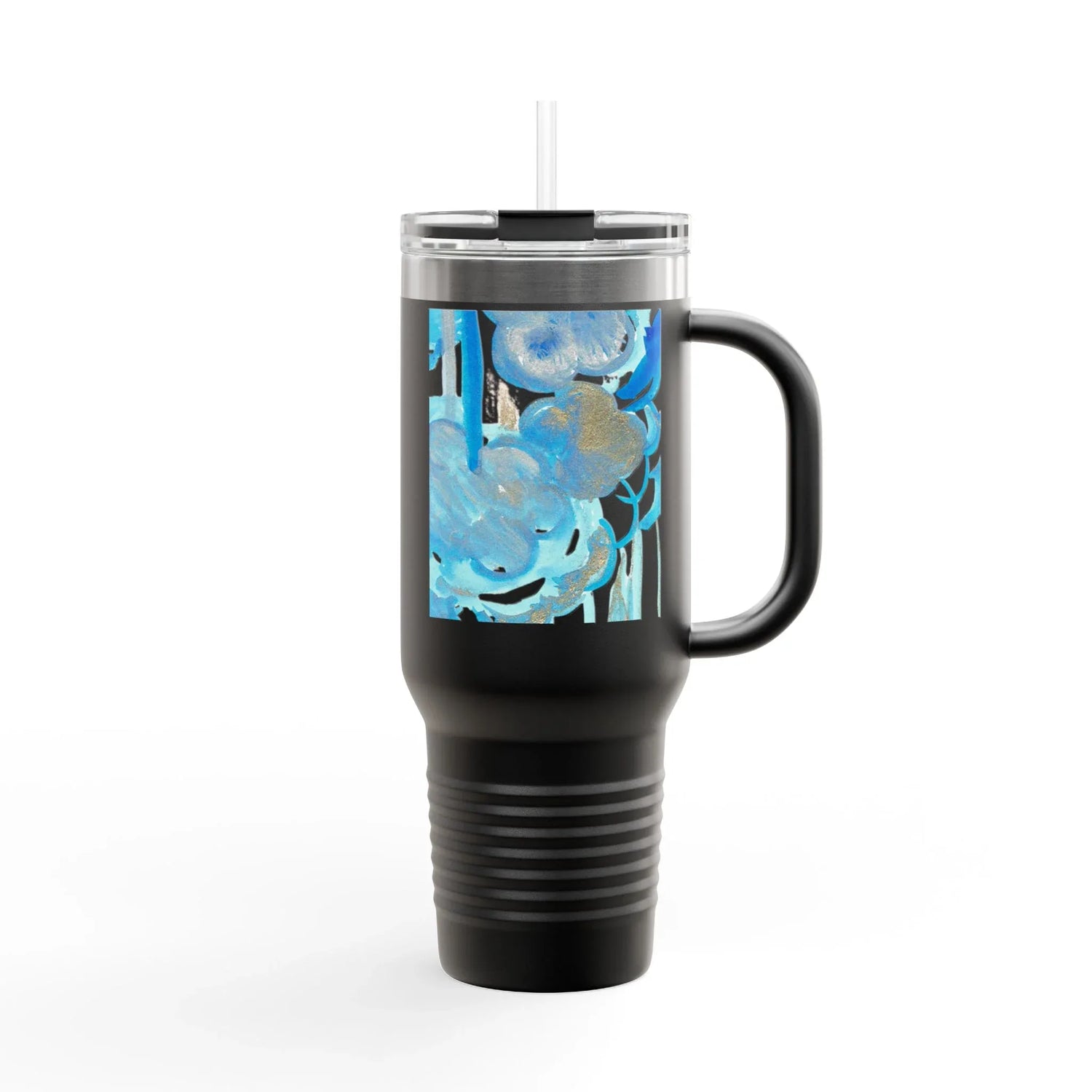 40oz Insulated Travel Mug – Ocean Bloom Watercolor Design - Laure Leprince - Artiste Peintre